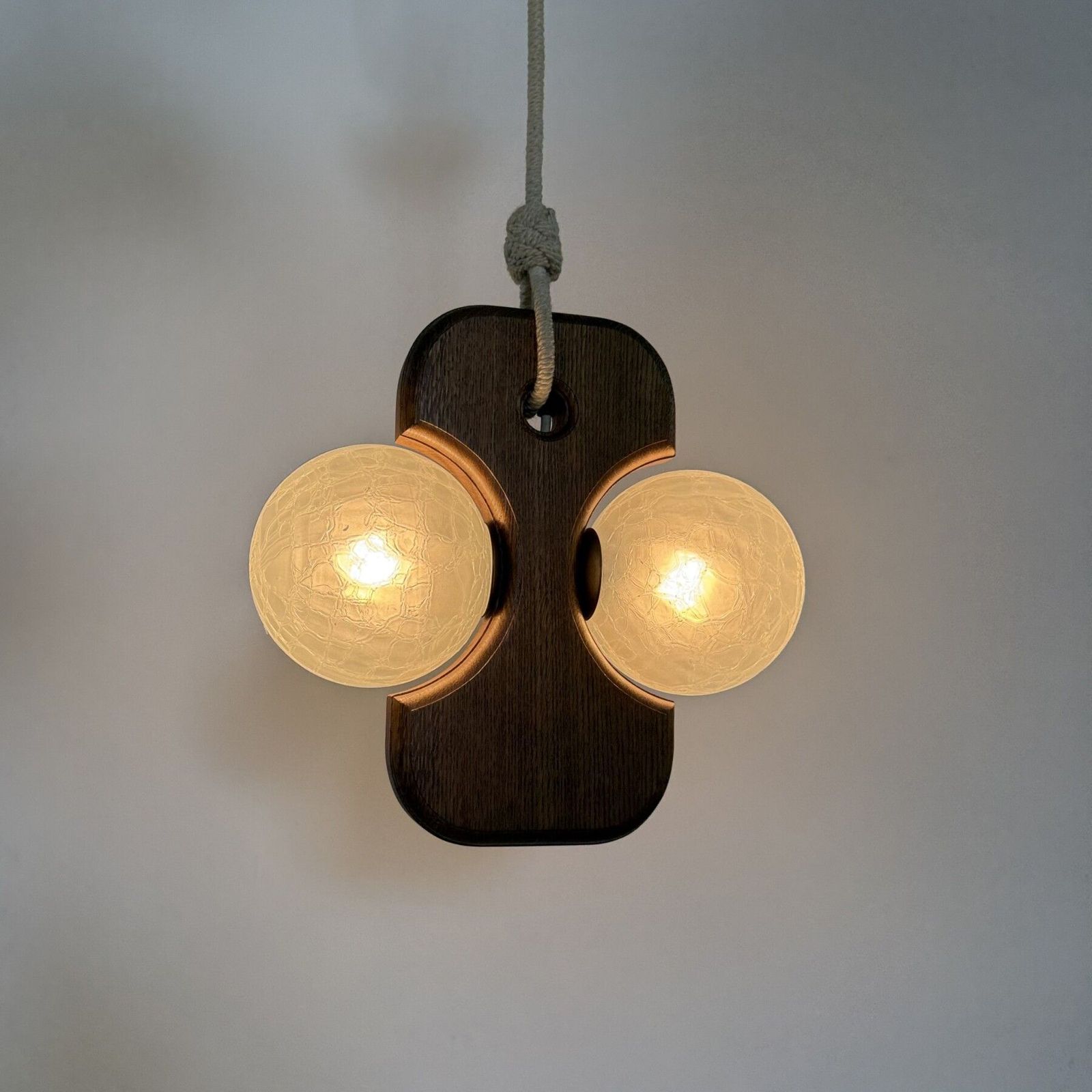 Mid Century Wooden Temde Leuchten Hanging Lamp With Glass Globes , 1970’s photo 1279.0