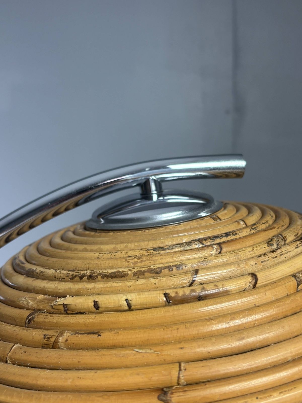 Lampe de table ou de bureau italienne mid-century en rotin bambou, années 1970 photo buy