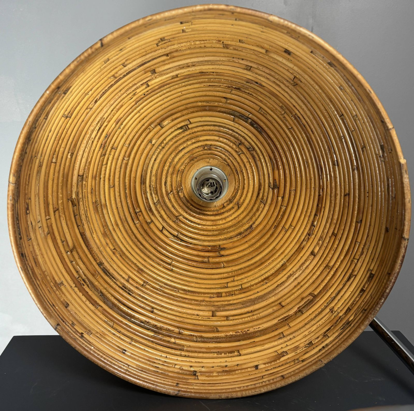 Luminaires Lampe de table ou de bureau italienne mid-century en rotin bambou, années 1970 photo
