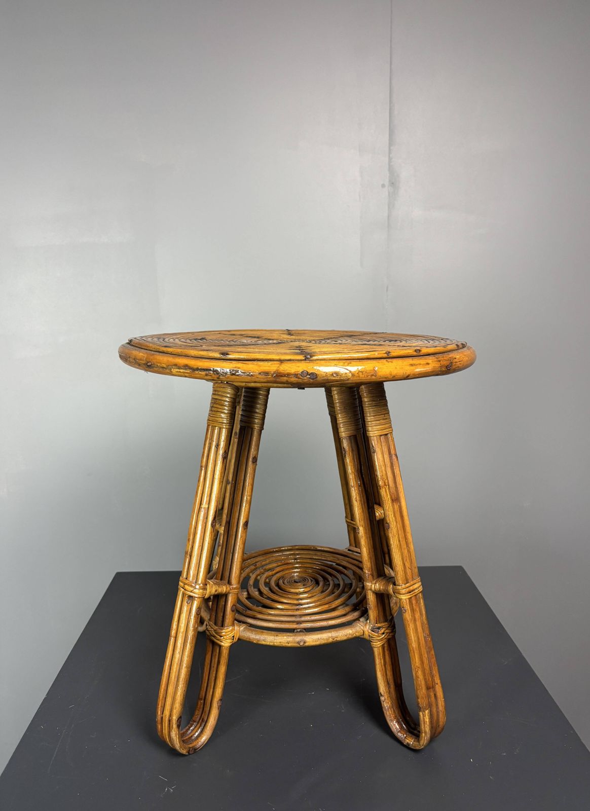 photo vinterior Mid Century Italian Pencil Reed Rattan Side Or Occasional Table, Ca 1950s