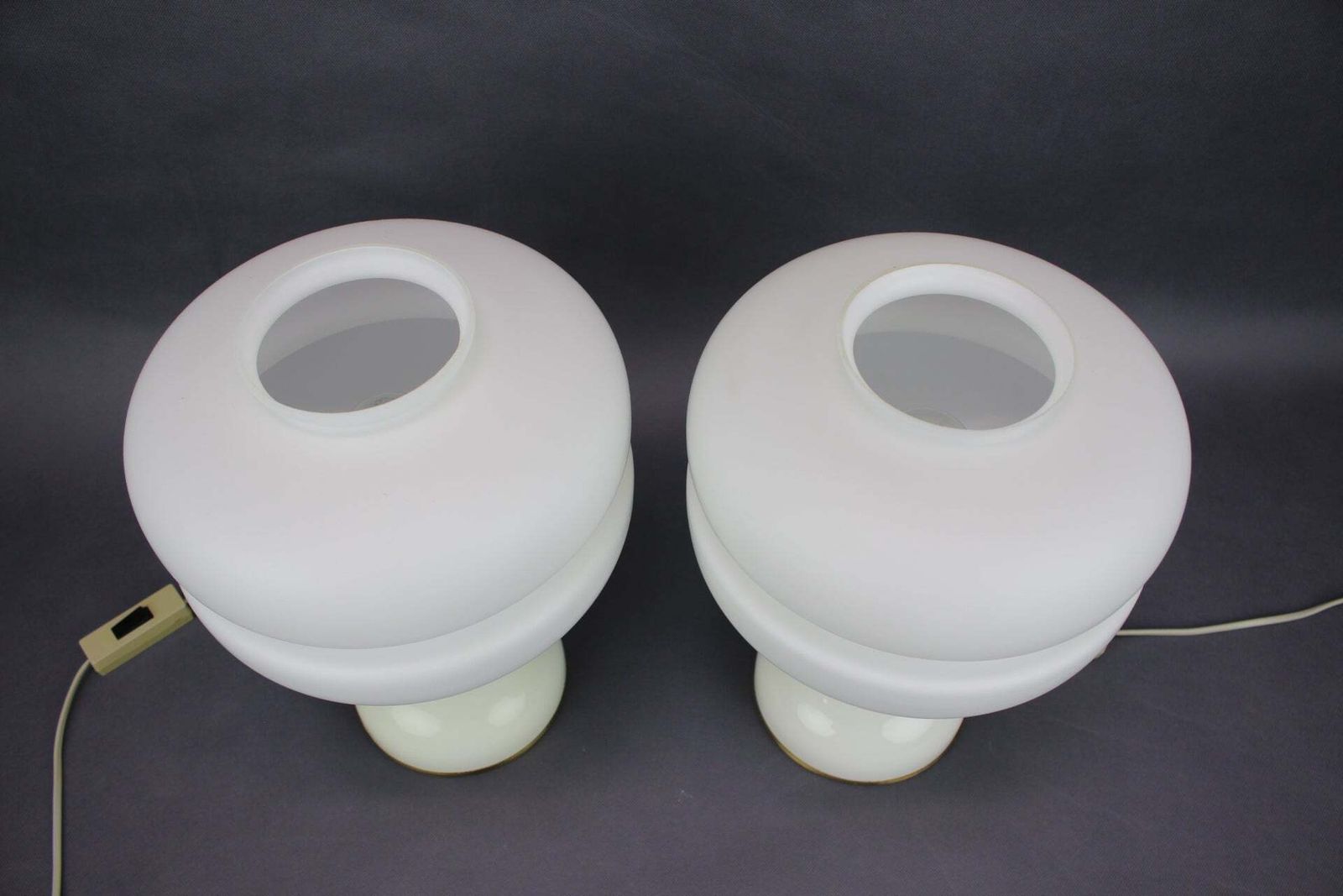 Pair Of 1970s Napako Table Lamps In Opaline Glass And Brass, Czechoslovakia photo furniture