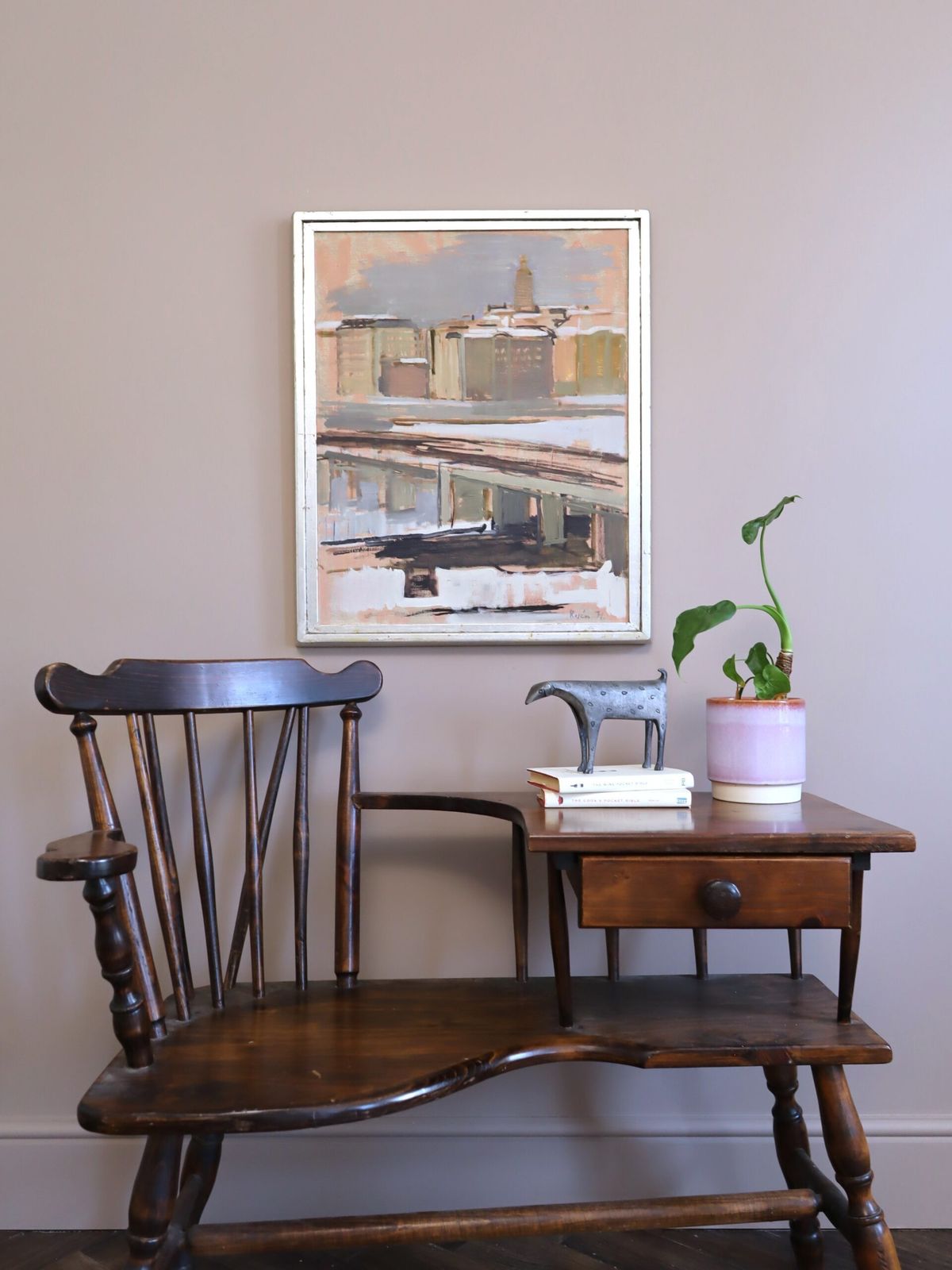 Stadsgezichten in olieverf op doek, jaren 1970 photo furniture