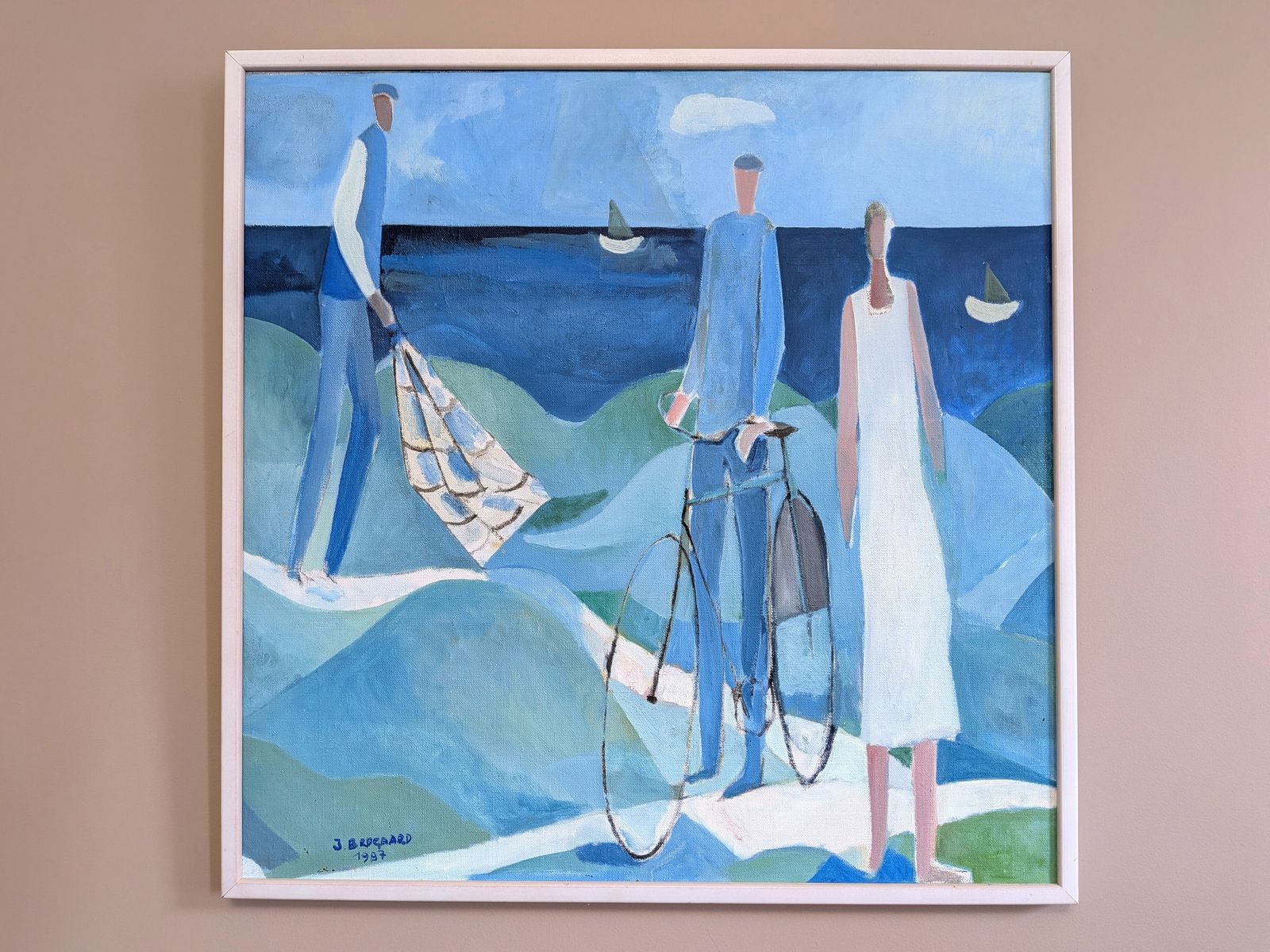 Figures By The Sea In Oil Onto Canvas