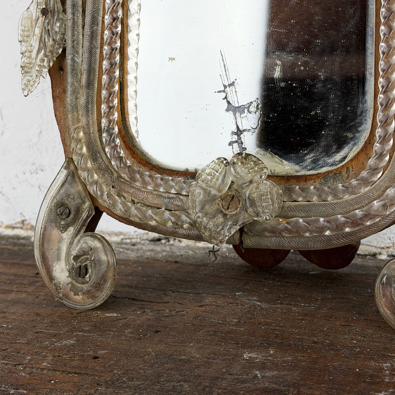 Antique Salvaged Venetian Murano Glass Mirror photo vintage