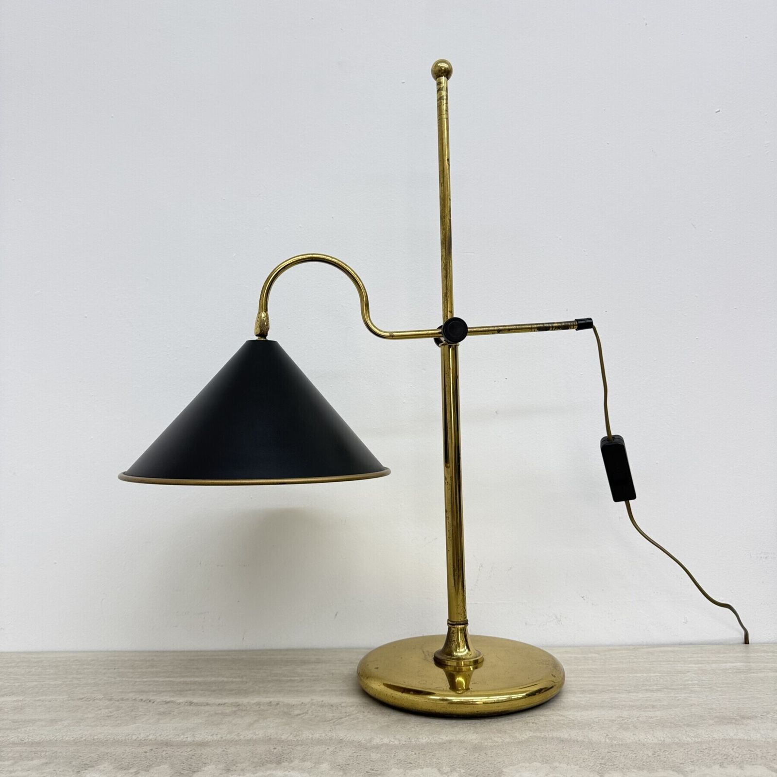 Mid-Century verstelbare messing bureaulamp, jaren 1970