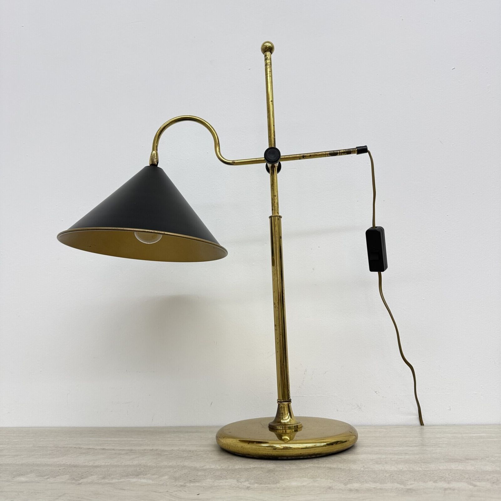 Mid-Century verstelbare messing bureaulamp, jaren 1970 photo buy