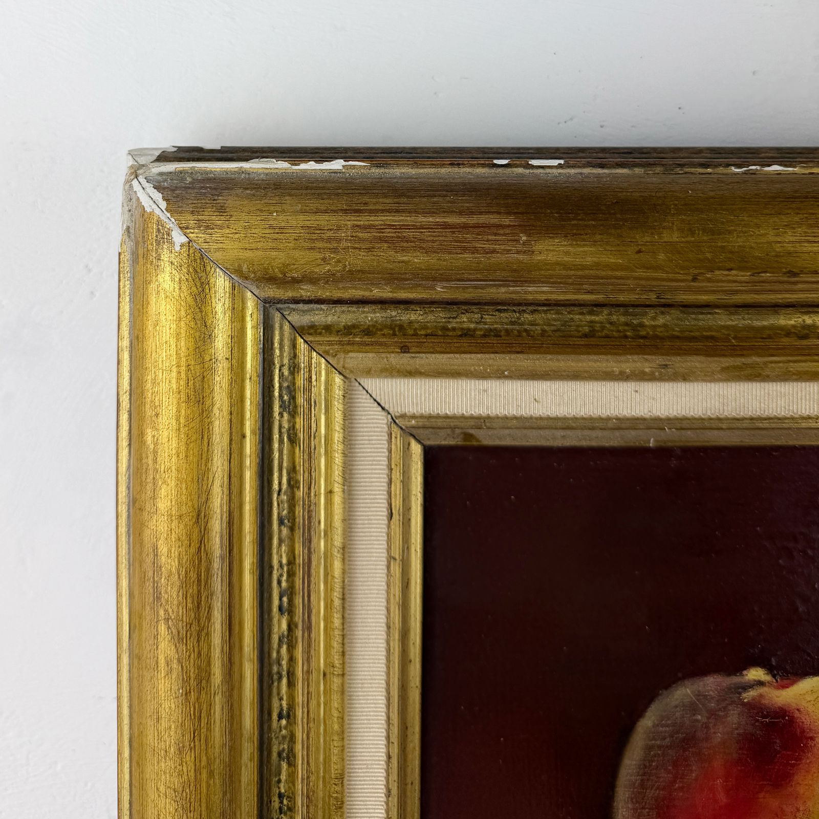 Vintage French Oil Painting Of Red Currants And Peaches, Framed Fruit Still Life, Original Signed Artwork photo 144.0