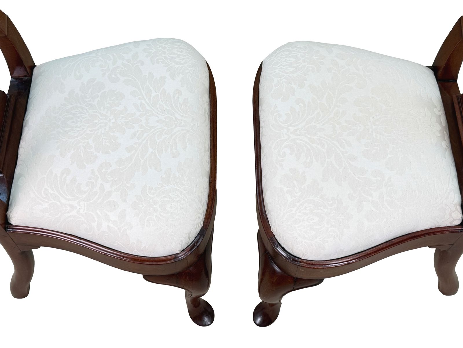 Paar walnoten stoelen, Queen Anne-periode (Engeland, ca. 1710), begin 18e eeuw photo vintage