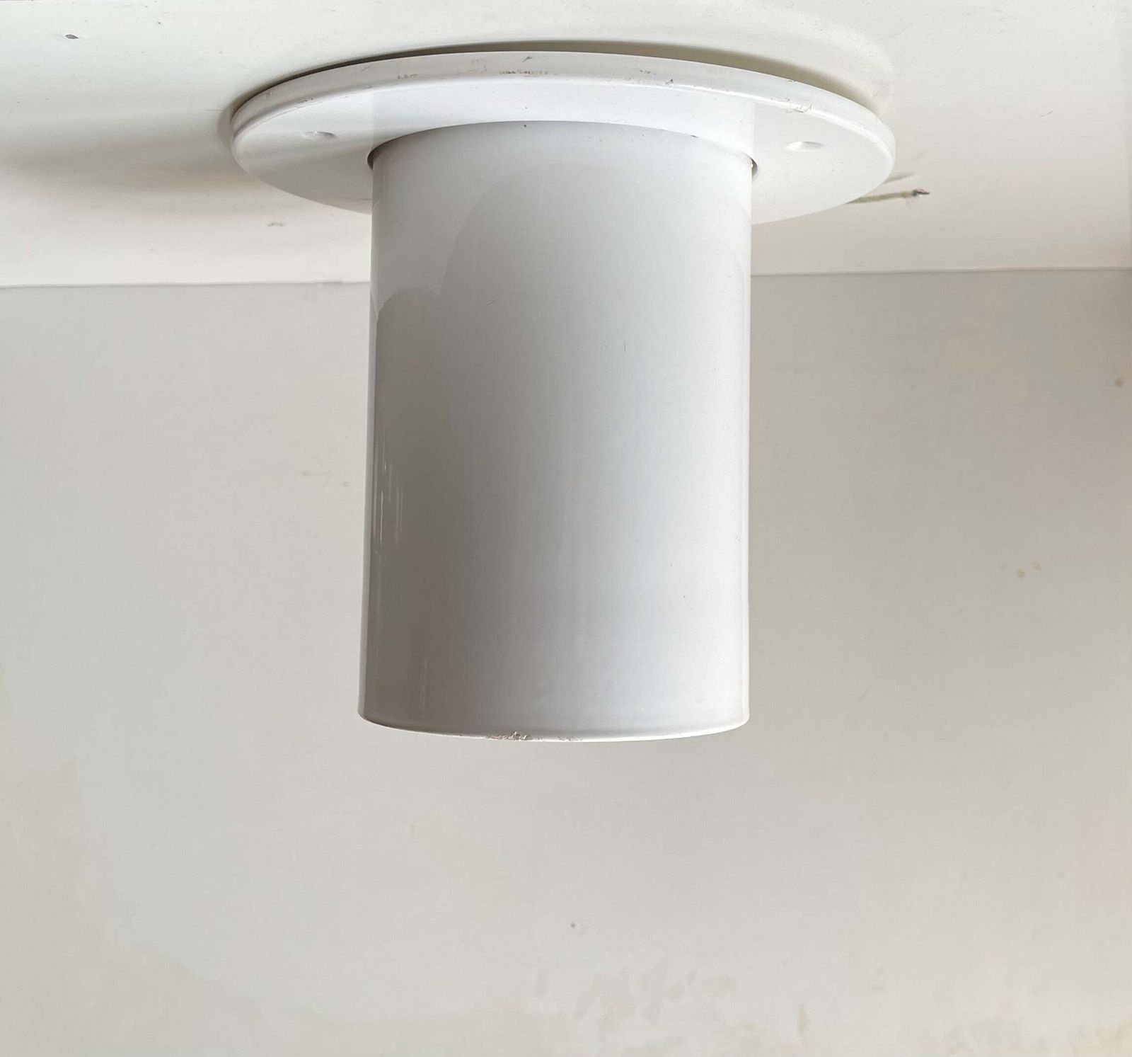 White Minimalist Pipe Built On Ceiling Lamp By Friis & Moltke For Lampas, 1970s photo furniture