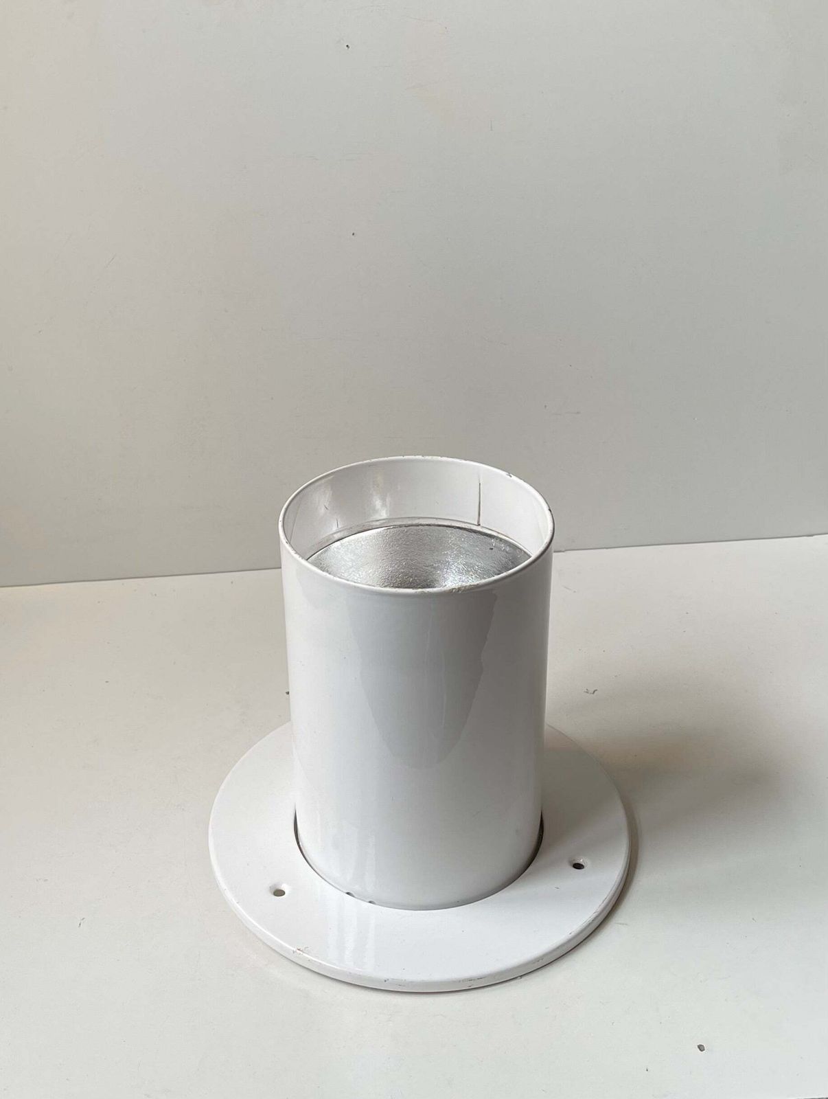 White Minimalist Pipe Built On Ceiling Lamp By Friis & Moltke For Lampas, 1970s photo vintage