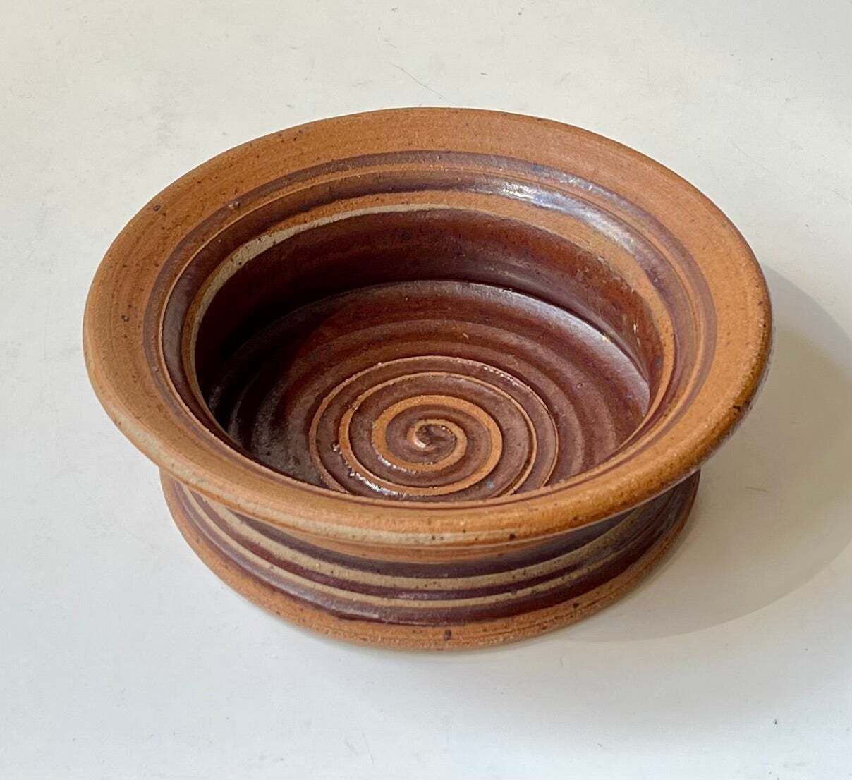 Danish Modern Tue Poulsen Stoneware Dish With Spiral Glaze, 1970s photo for sale