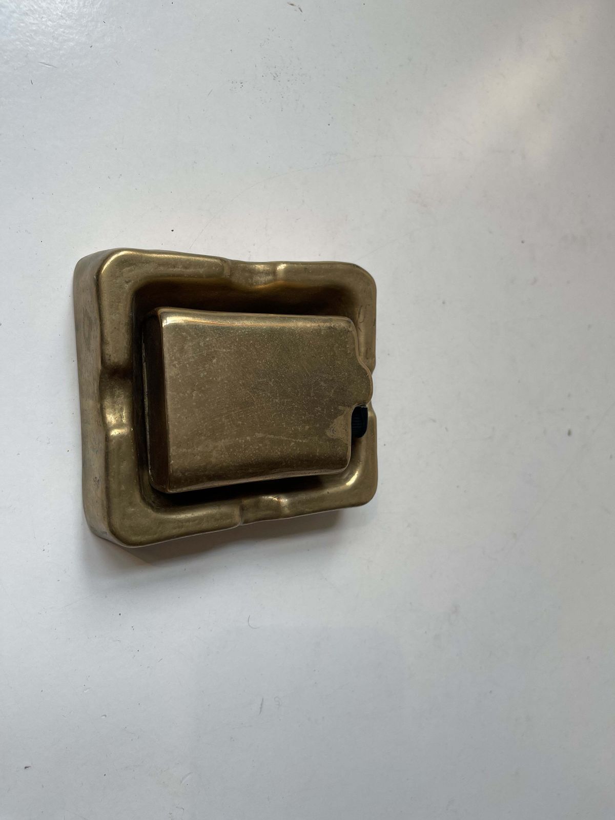 Vintage Brutalist Lauterbach Ashtray & Table Lighter in Bronze, jaren 1970 photo vinterior