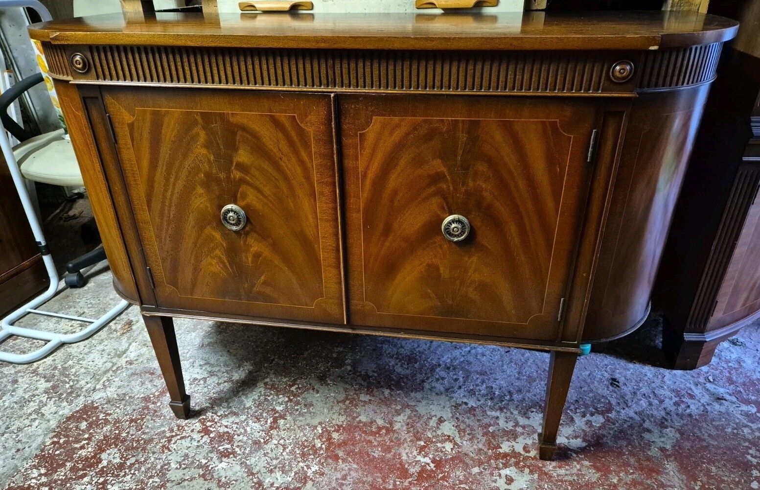 Vintage Art Deco Style Flame Mahogany Double Door Sideboard