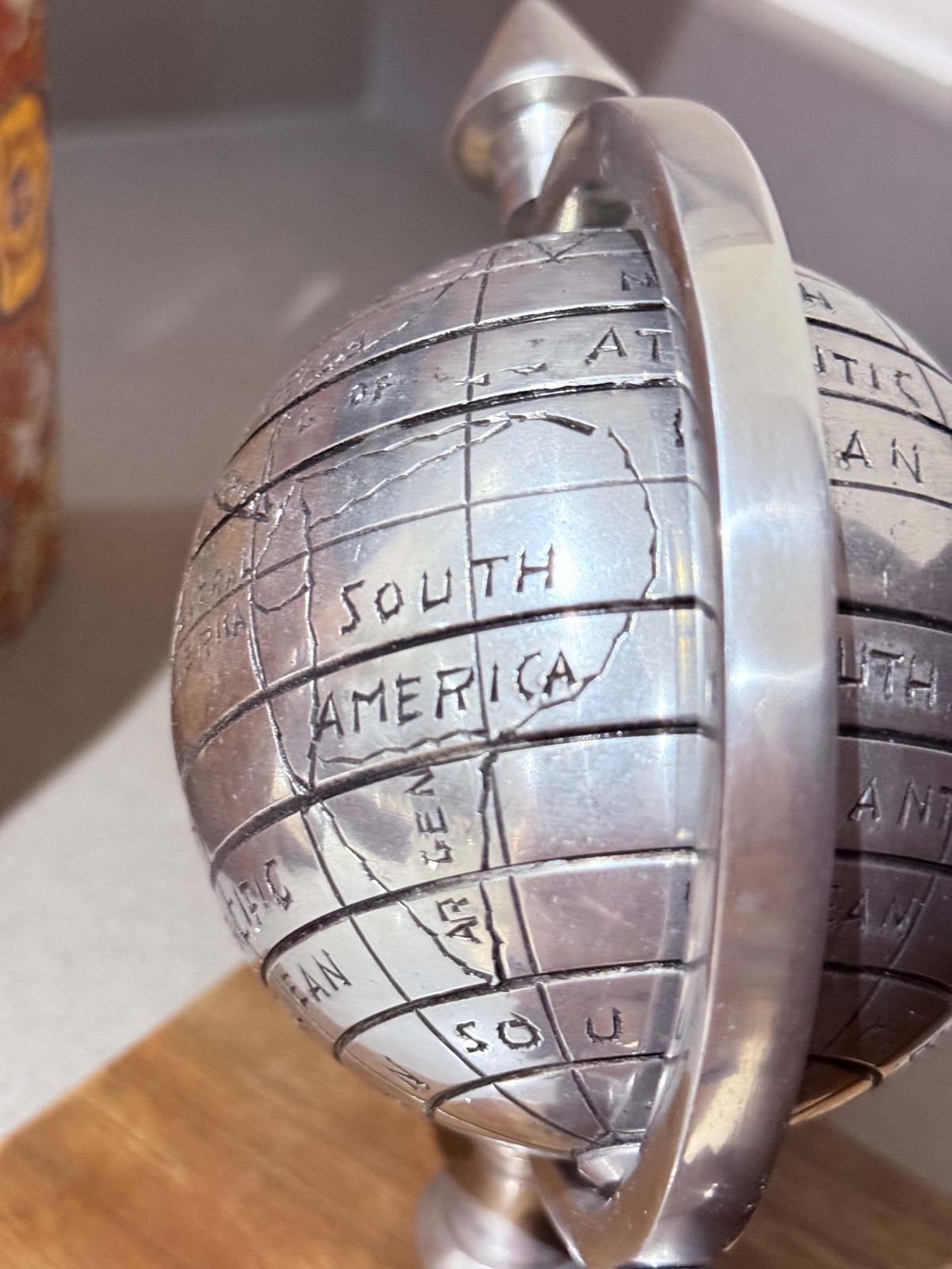 Pair Of Atlas Globe Bookends Metal & Wood Decorative. Luxurious Book Holders photo furniture