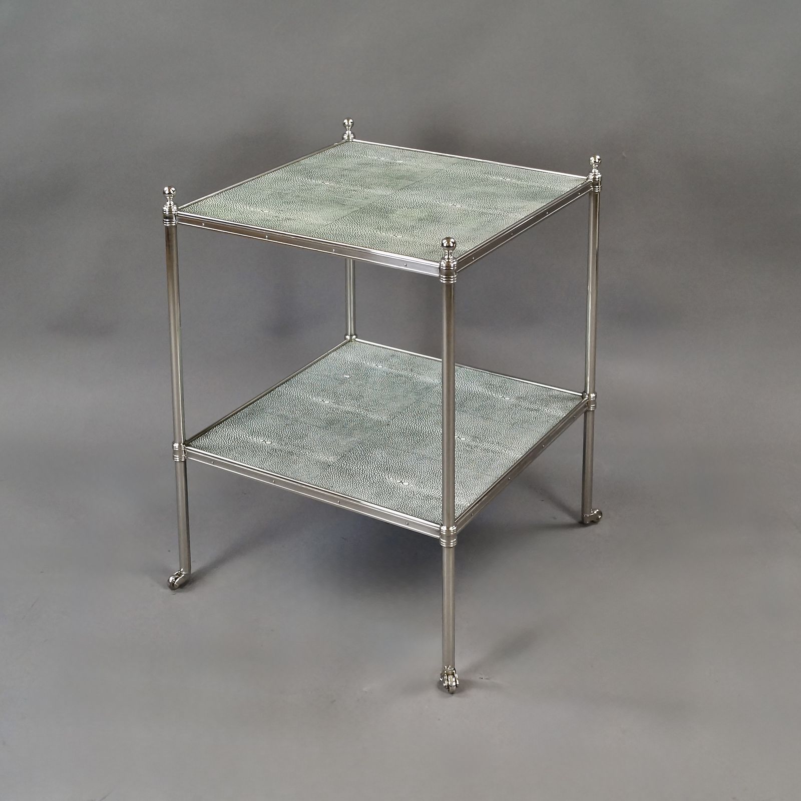 An Unusual Chrome And Shagreen Etagere photo for sale
