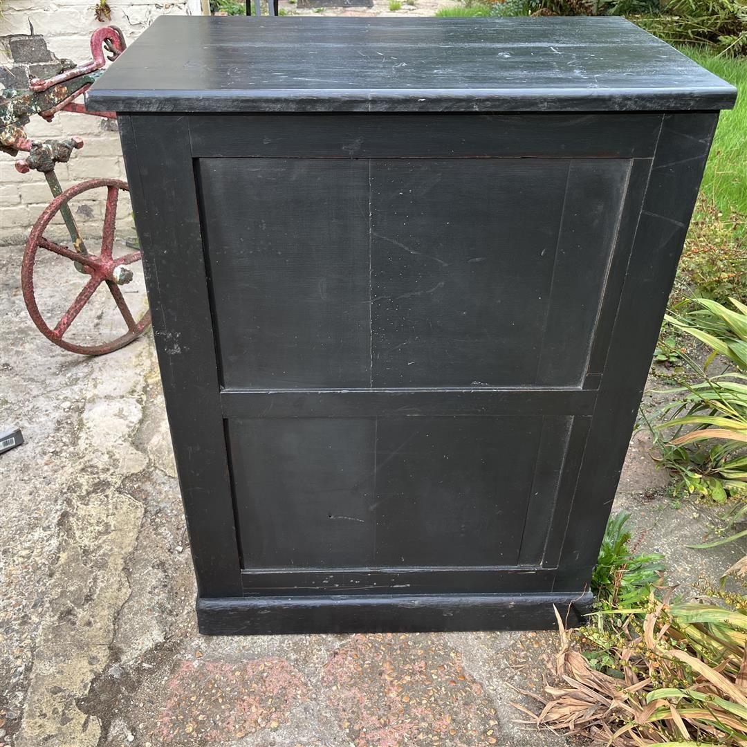 photo buy Antique Wooden Tall Narrow Chest Of Drawers In Black Paint