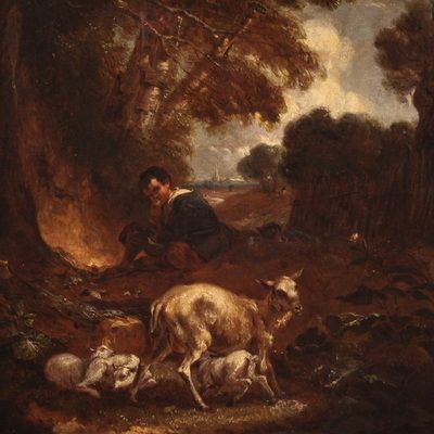 18th Century English Painting, Pastoral Landscape photo furniture