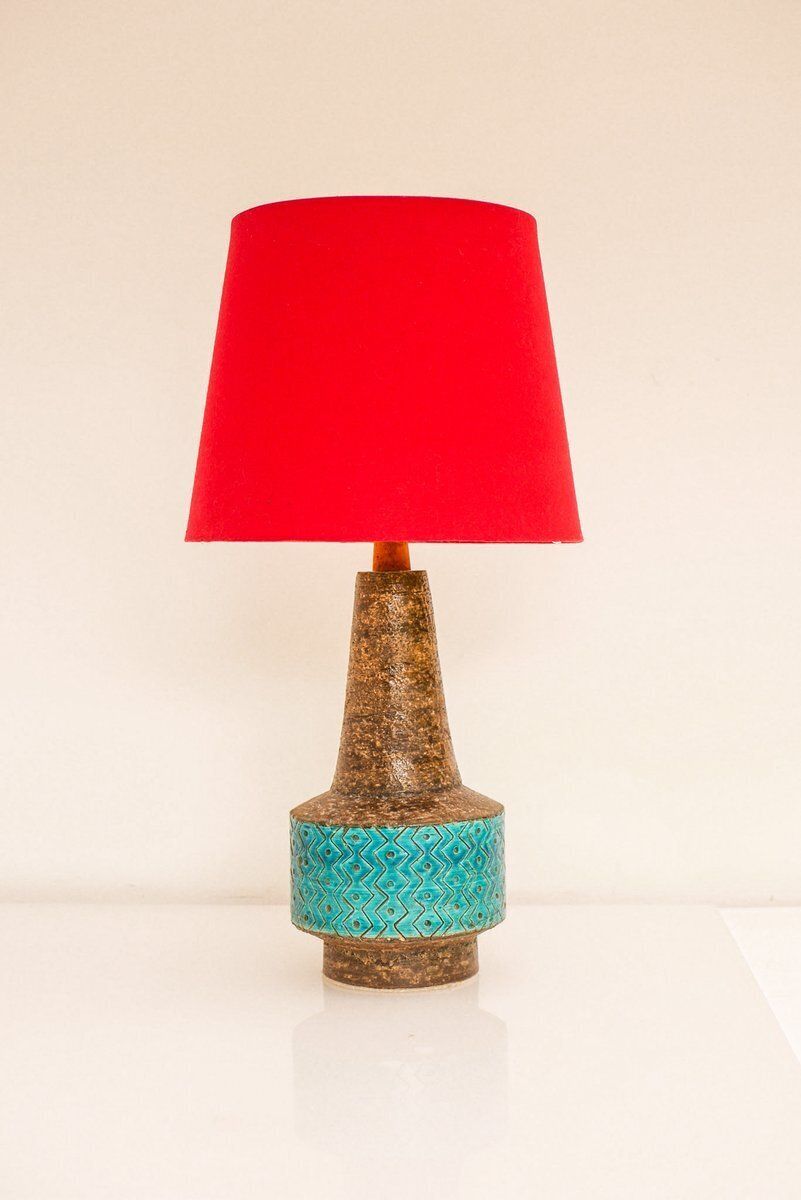 660.0 Bitossi Pottery Lamp In Rimini Blue Ceramic By Aldo Londi, Italy, 1970 photo