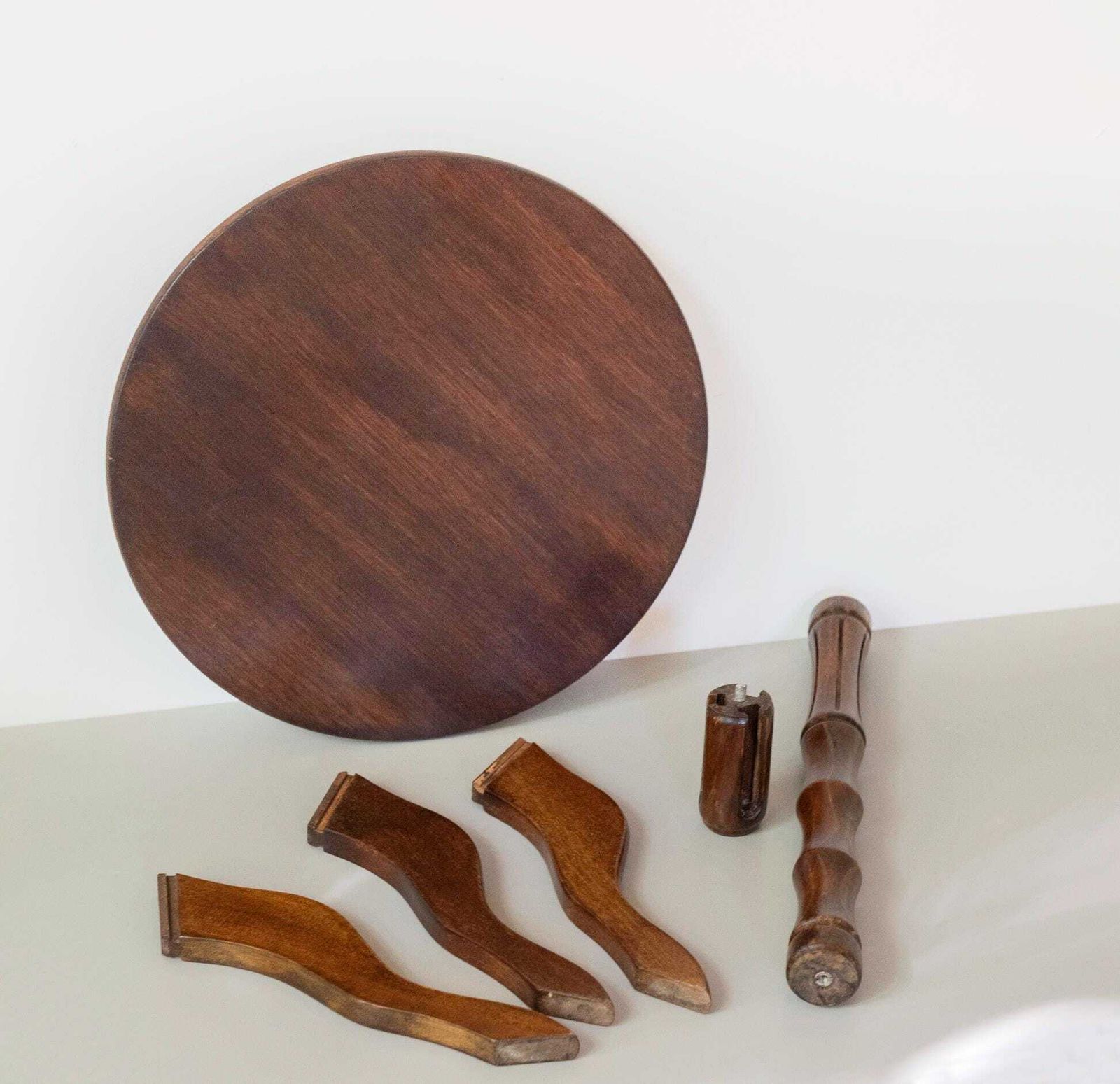 photo for sale Antique Wooden Wine Table   Faux Bamboo Tripod Side Table   English Round Occasional Table
