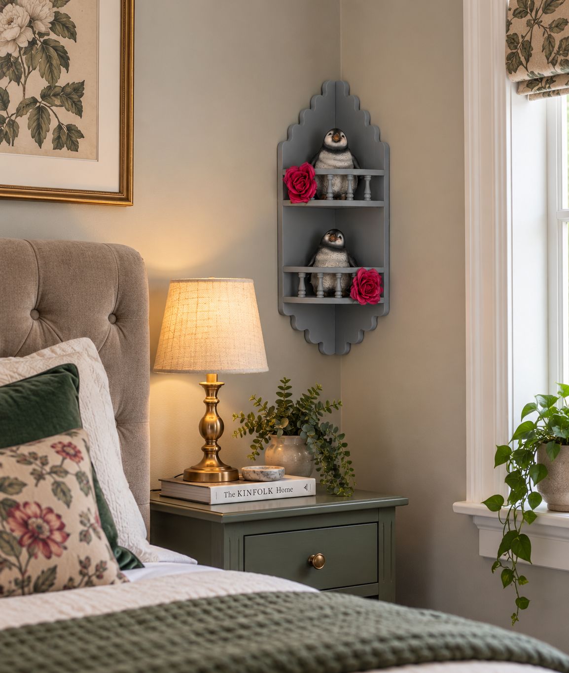 Rustic Decorative Corner Shelving In Grey