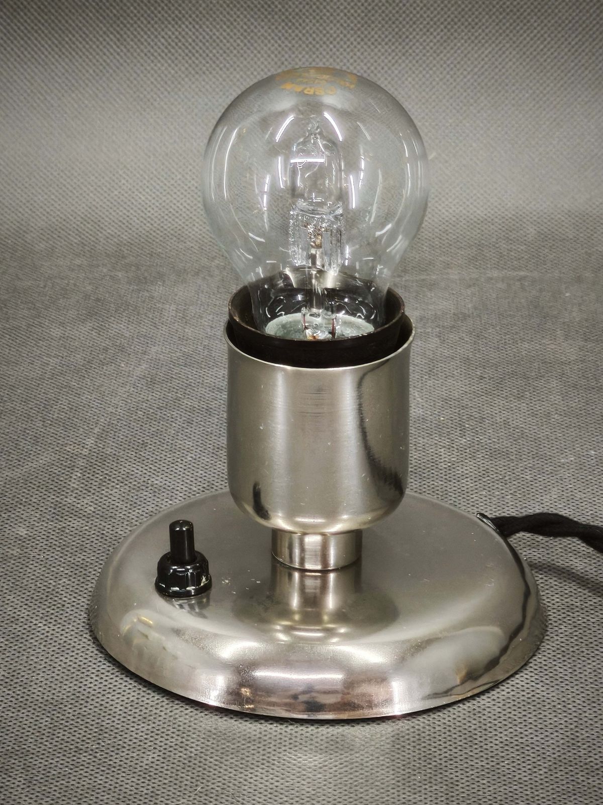 1930s Bauhaus Nickel Plated Table Lamp, Czechoslovakia photo for sale