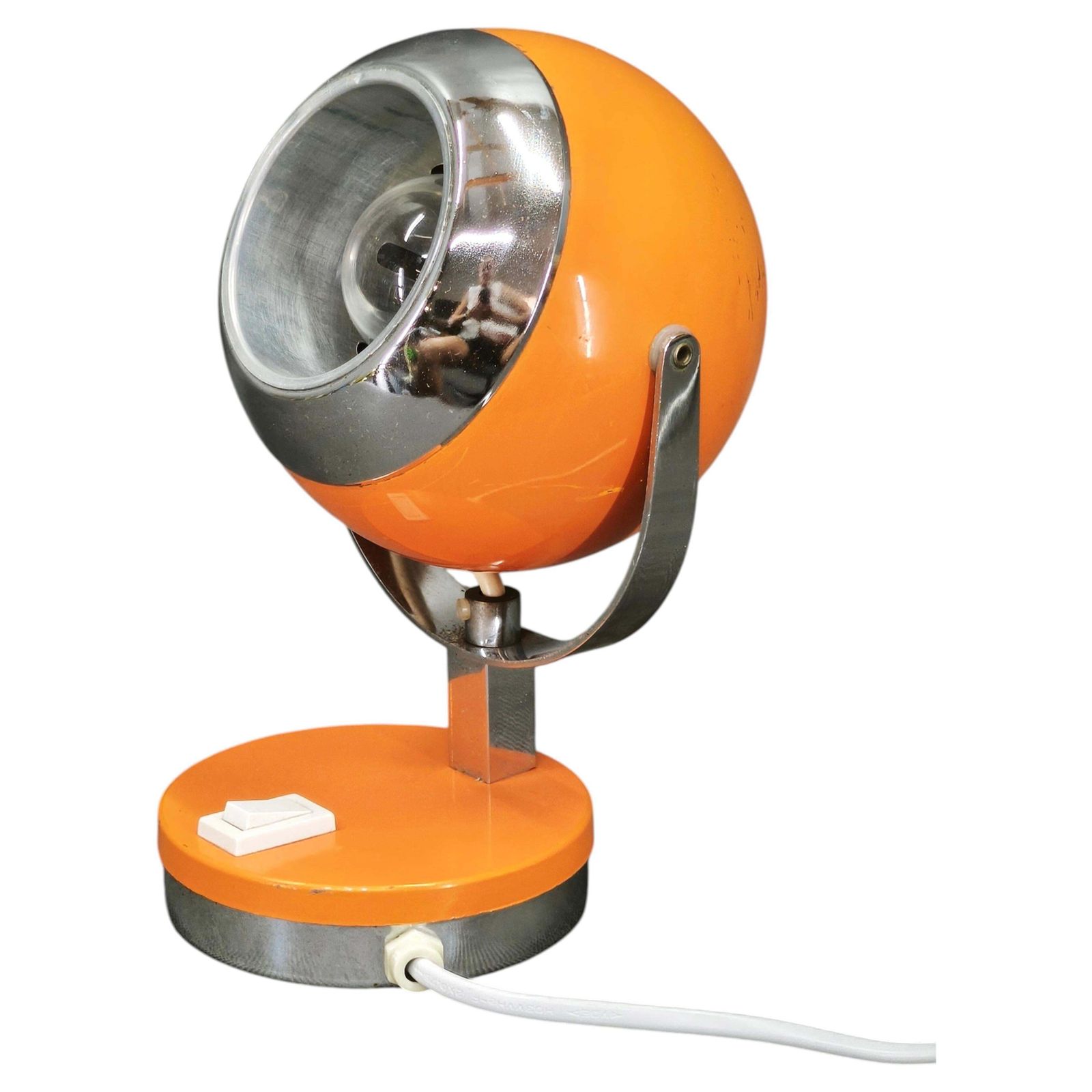 Goffredo Reggiani Oranje Eyeball Space Age Tafellamp, Italië, jaren 1970