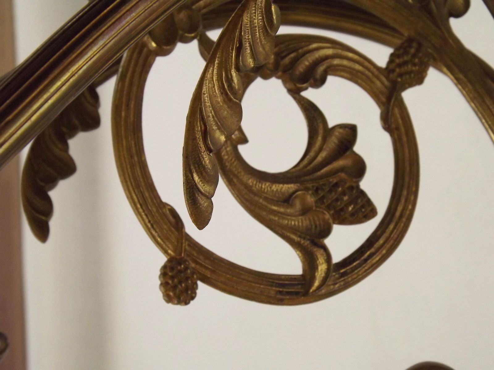 photo furniture French Vintage Double Brass Wall Light Ornate Scrolled Arms Frilled Glass Shades