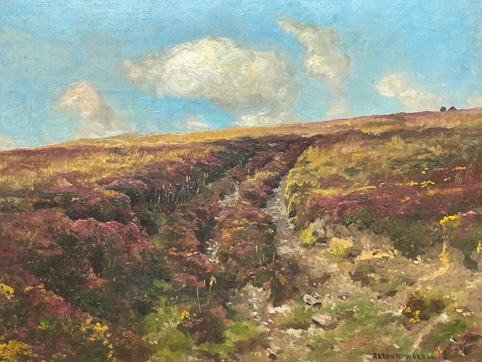 Arthur Wardle 1864-1949 Signed Exmoor British Moorland Landscape Oil Painting