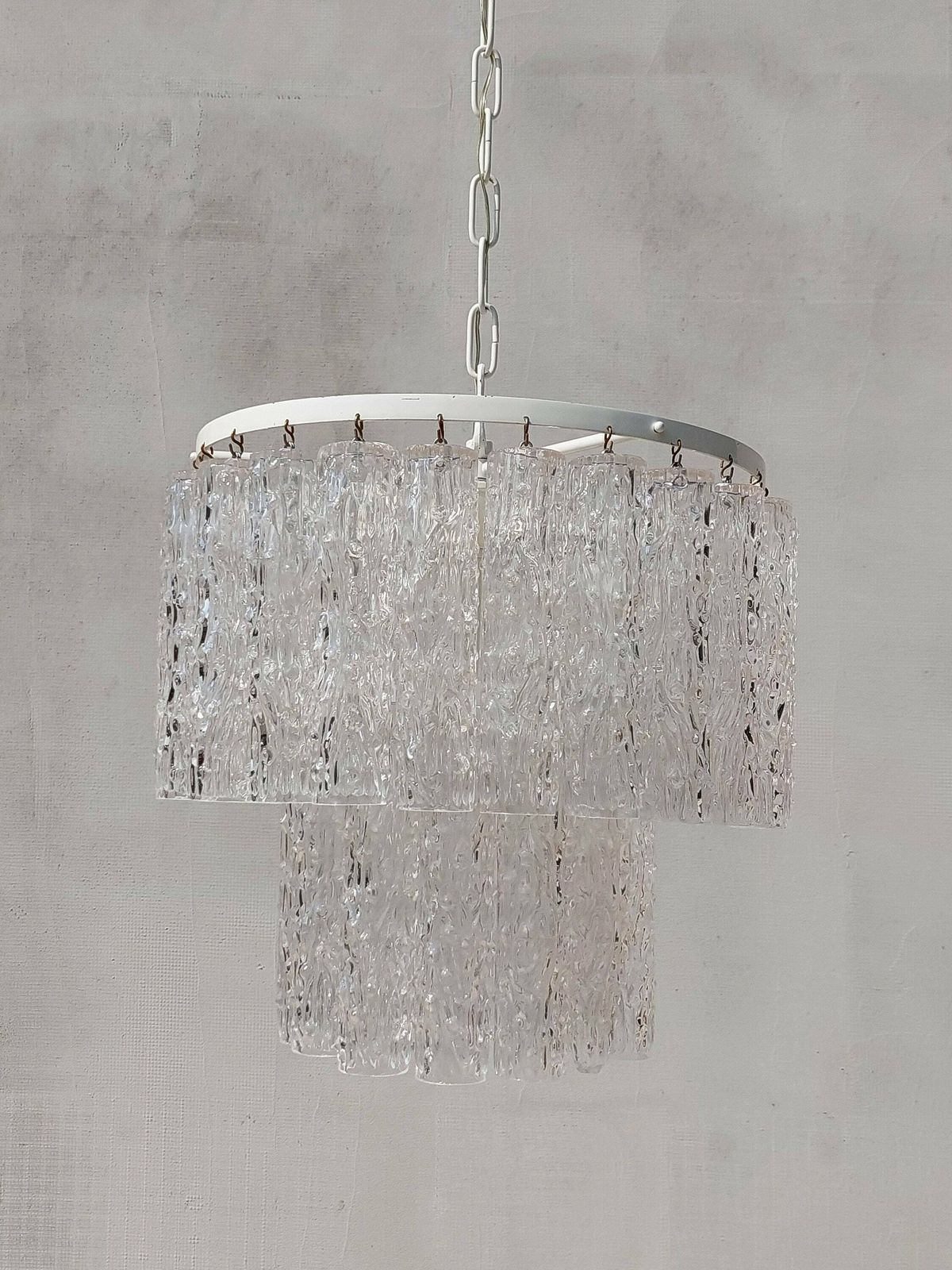 Mid   Century Murano Glass Chandelier Tronchi By Toni Zuccheri For Venini / Xl Murano Chandelier / 37 Glass Elements / Italy / 1960's photo for sale