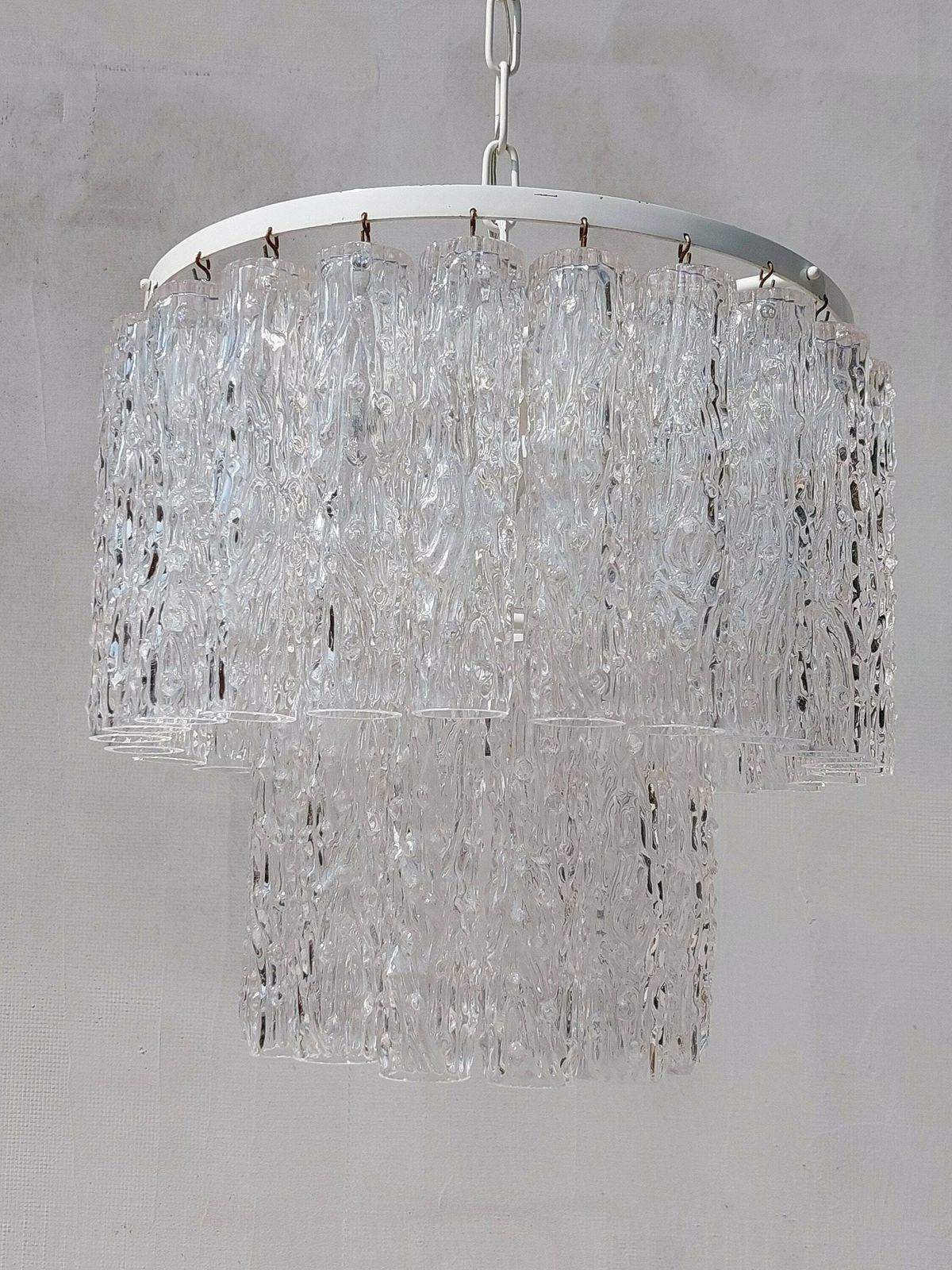 Mid   Century Murano Glass Chandelier Tronchi By Toni Zuccheri For Venini / Xl Murano Chandelier / 37 Glass Elements / Italy / 1960's photo vinterior