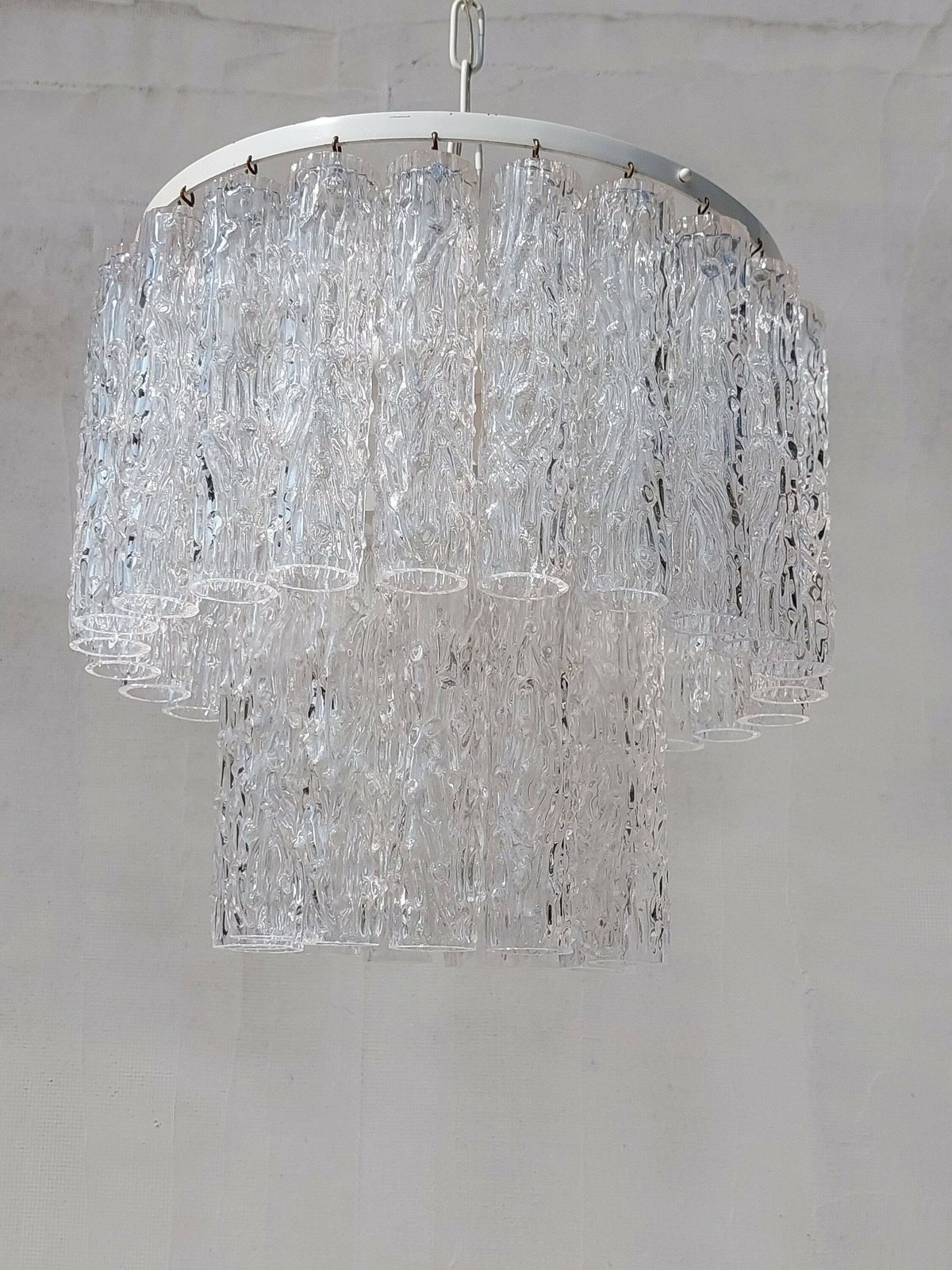 Mid Century Murano Glass Chandelier Tronchi By Toni Zuccheri For Venini / Xl Murano Chandelier / 37 Glass Elements / Italy / 1960's photo vintage