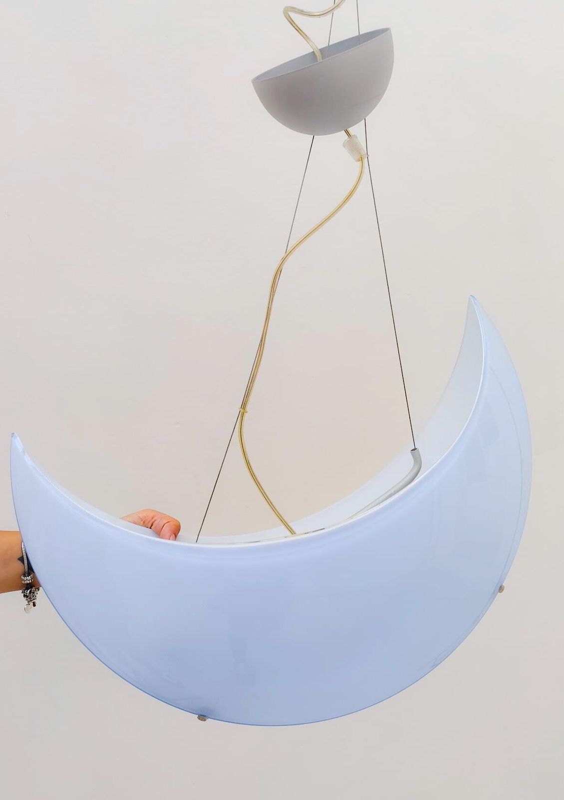 Moon Pendant Lamp, Vintage Design By Miche De Lucchi Av Mazzega, Turquoise Murano Glass photo 862.0