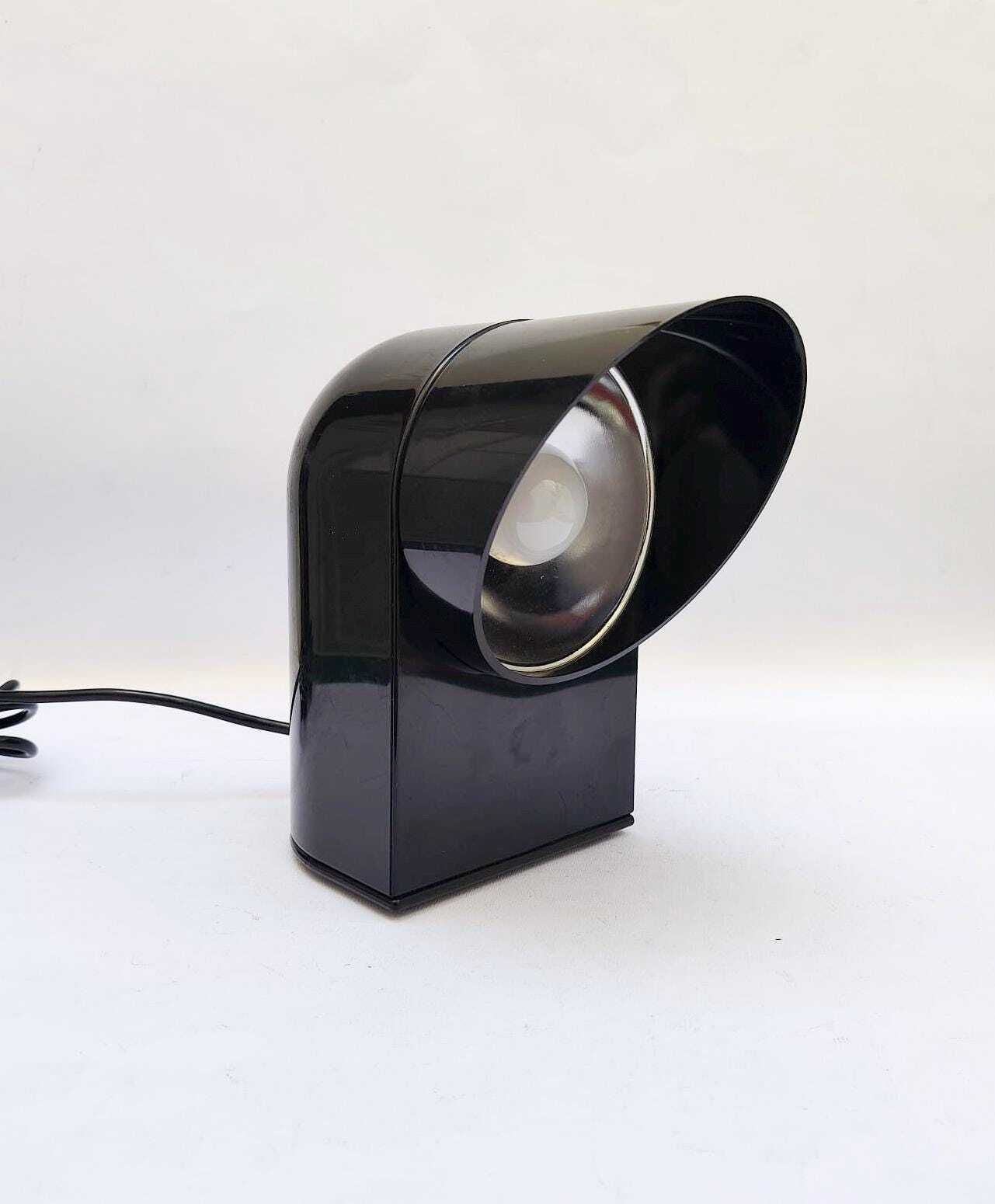 Lampe de table Lumenform Oliver, design vintage Space Age en plastique noir, années 1970, par Paolo Piva