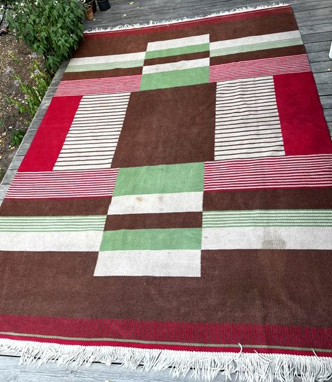 Textiel Groot mid-century modern wollen vloerkleed, jaren 1960, Tsjecho-Slowakije, 335 × 240 cm photo