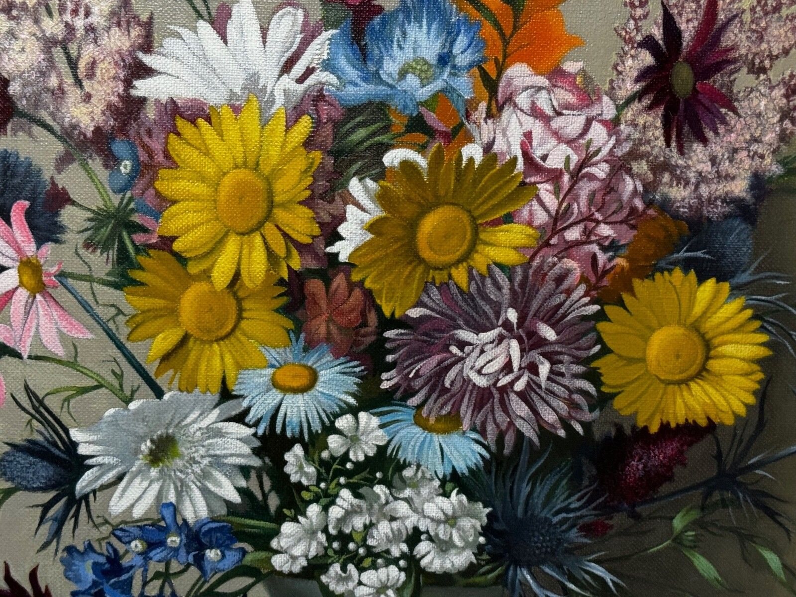 4950.0 Schots olieverfschilderij wilde bloemen heide distels madeliefjes door Dan Ferguson ROI photo