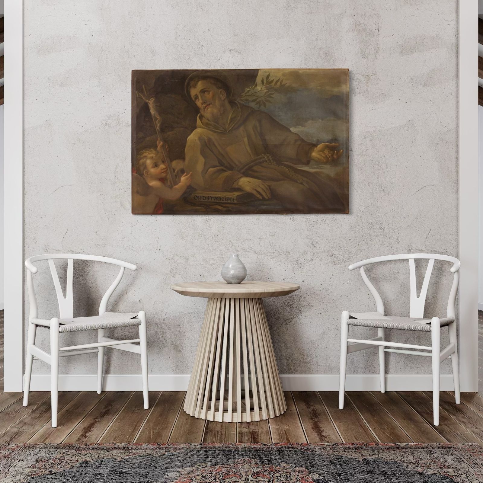 Tableau religieux du XVIIIe siècle, saint François d'Assise photo Art