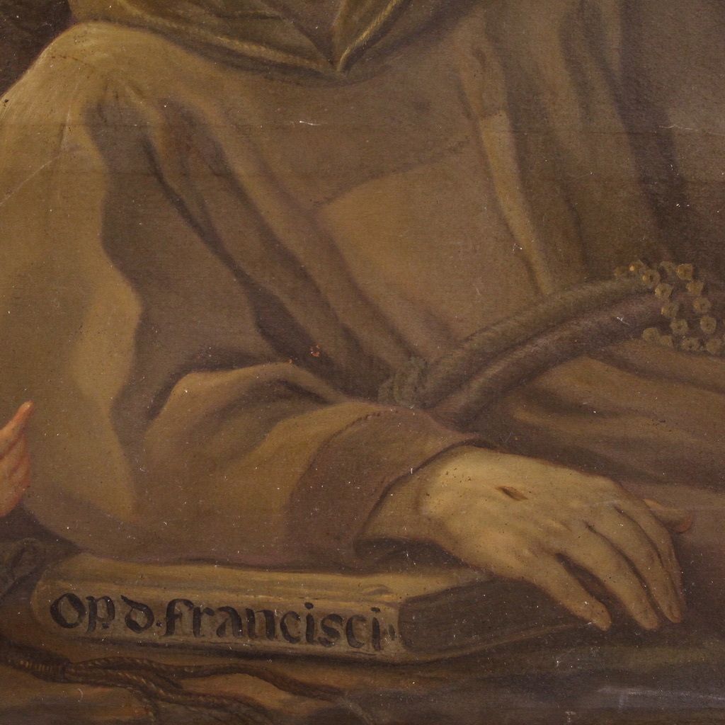 Tableau religieux du XVIIIe siècle, saint François d'Assise photo vintage