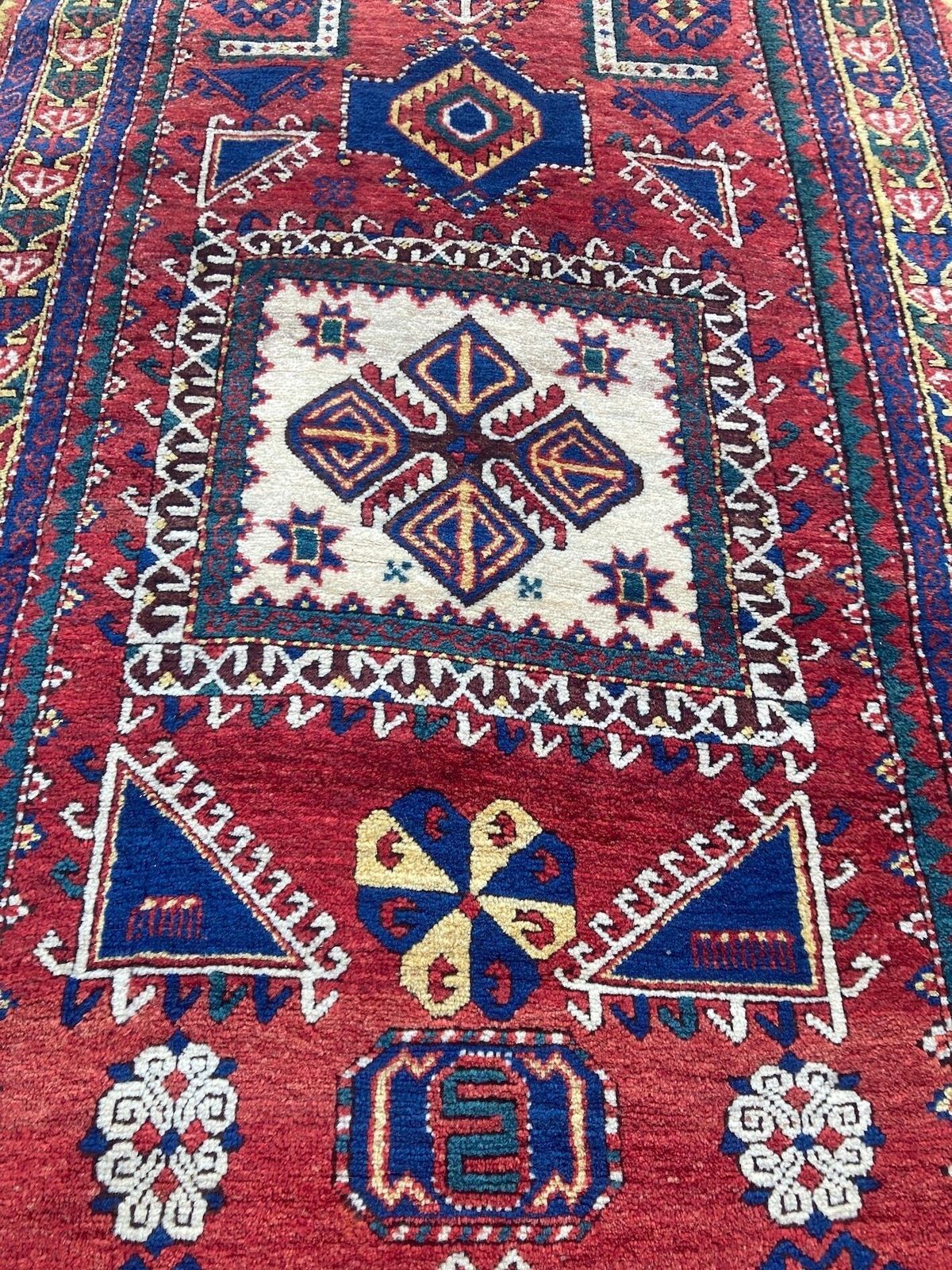 Antiek Kaukasisch Fachralo Kazak Gebedskleed 2,48m x 1,30m photo buy