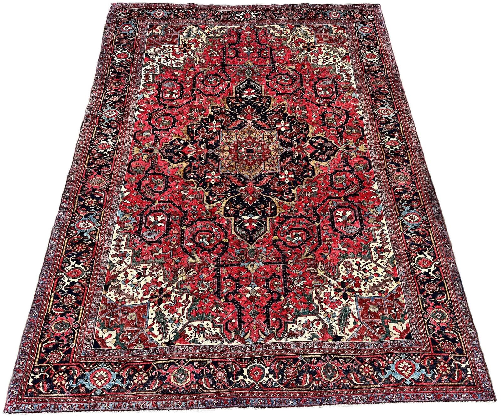 Antique Heriz Carpet 3.68m X 2.65m photo furniture