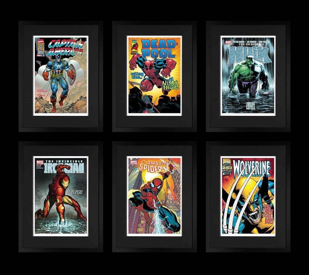 Marvel Superheroes   Portfolio Of 6. Ingelijst, Handgesigneerd door Stan Lee