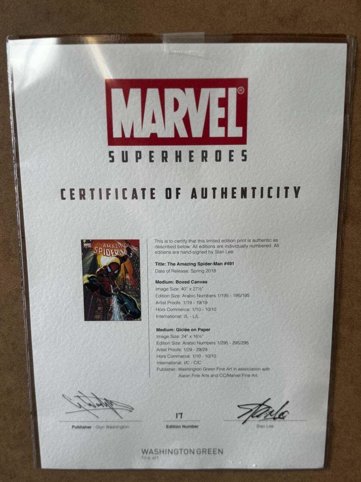 photo furniture Marvel Superheroes   Portfolio Of 6. Ingelijst, Handgesigneerd door Stan Lee