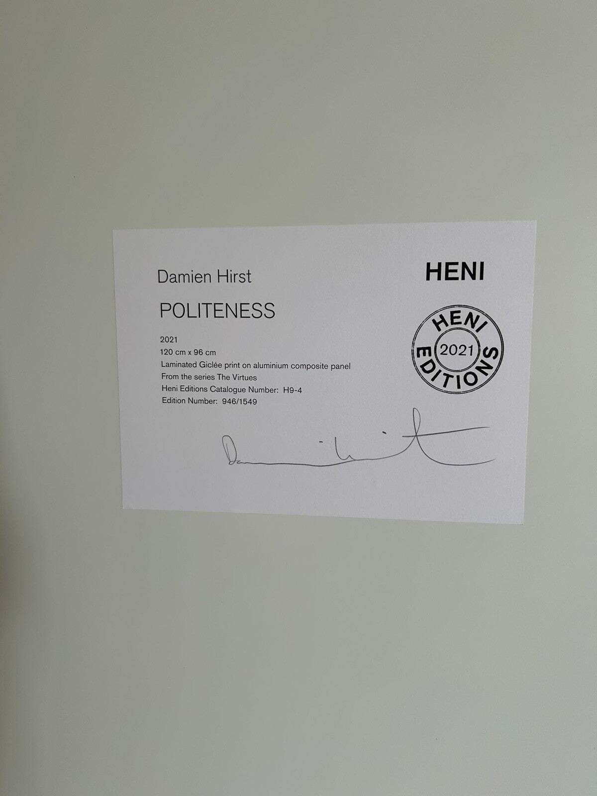 Damien Hirst   Politeness (From The Virtues Series) photo Kunst