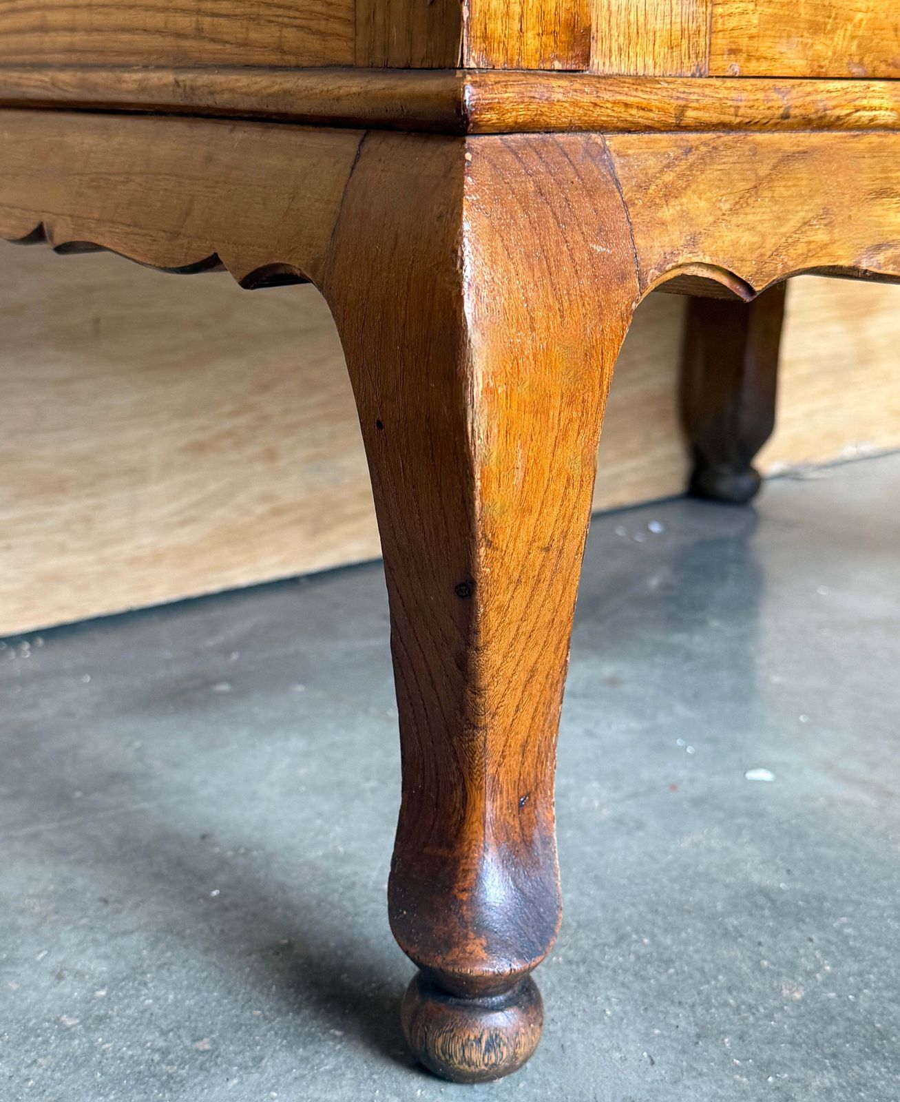 photo furniture Early 20th English Oak Two Door Cabinet With Cabriole Legs & Decorative Paneling