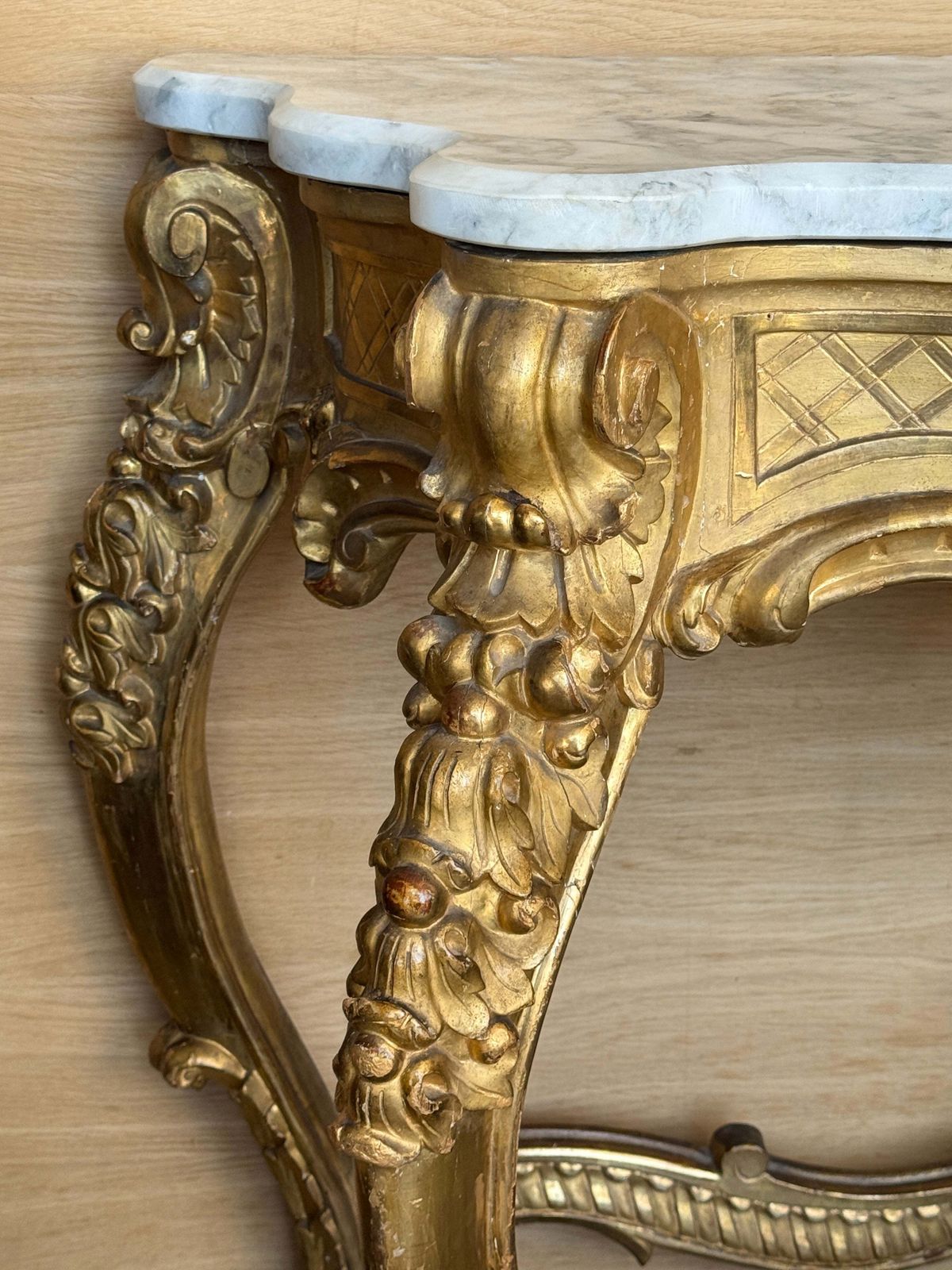 Louis XV Giltwood Console Table With Fine Gold Leaf And Shaped Marble Top photo Furniture