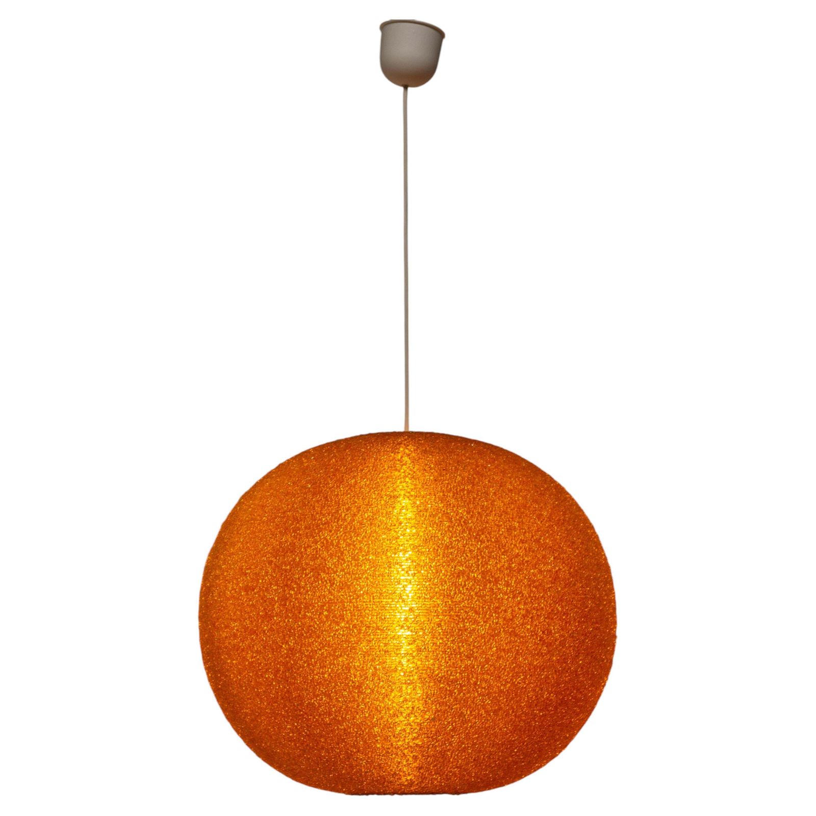 Franse plafondlamp, getextureerd oranje plexiglas, Space Age, ca. 1970