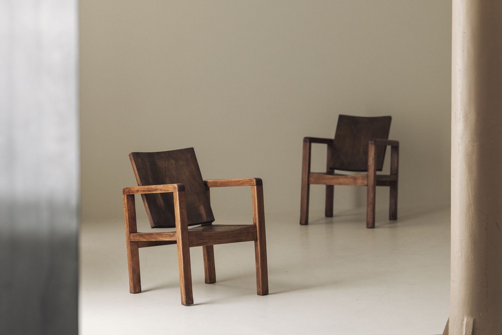Stel Franse Modernistische Mahonie Fauteuils ca. jaren 1950 photo 4000.0