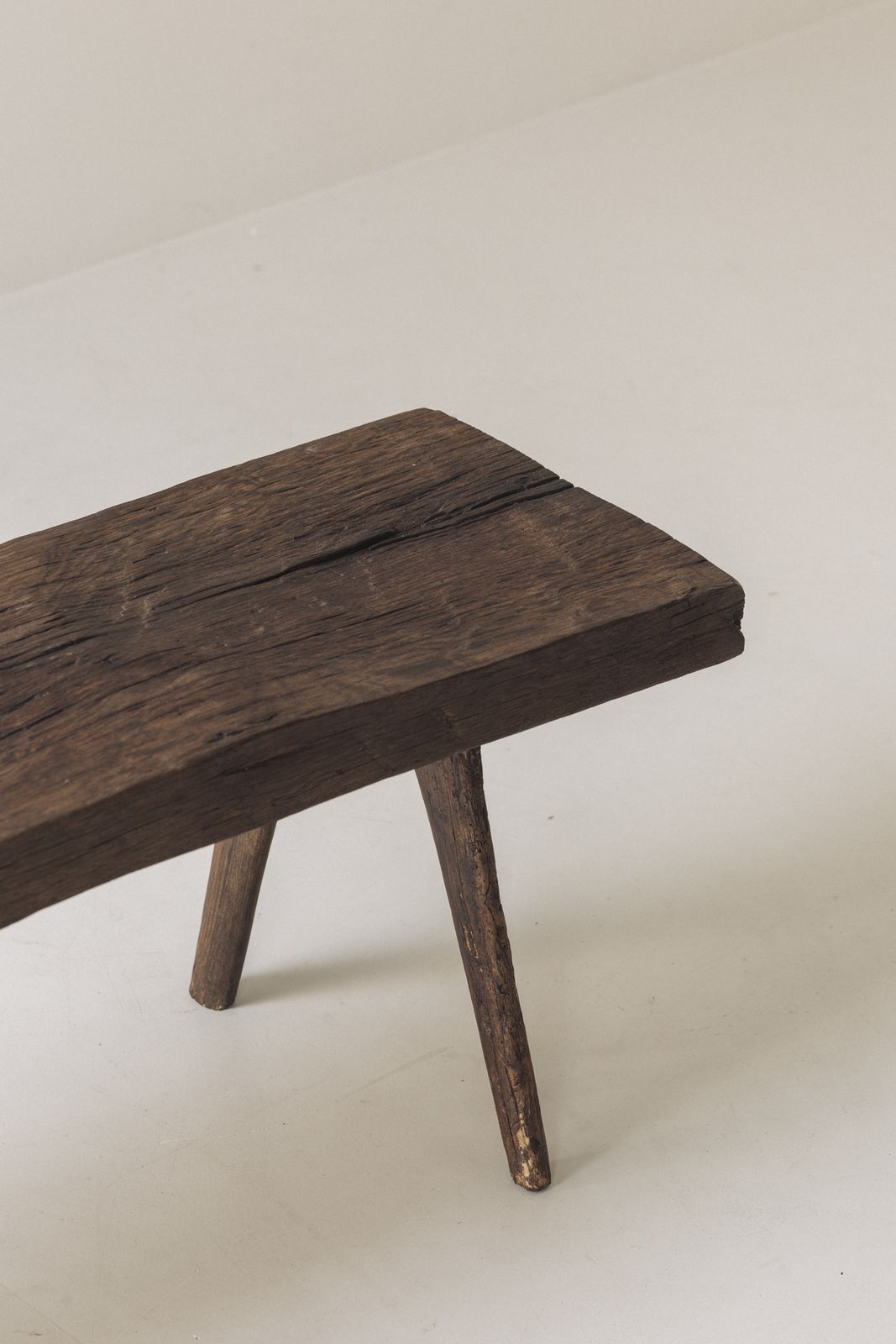 Furniture Primitive Rustic Bench In Oak From France, Early 20th Century photo