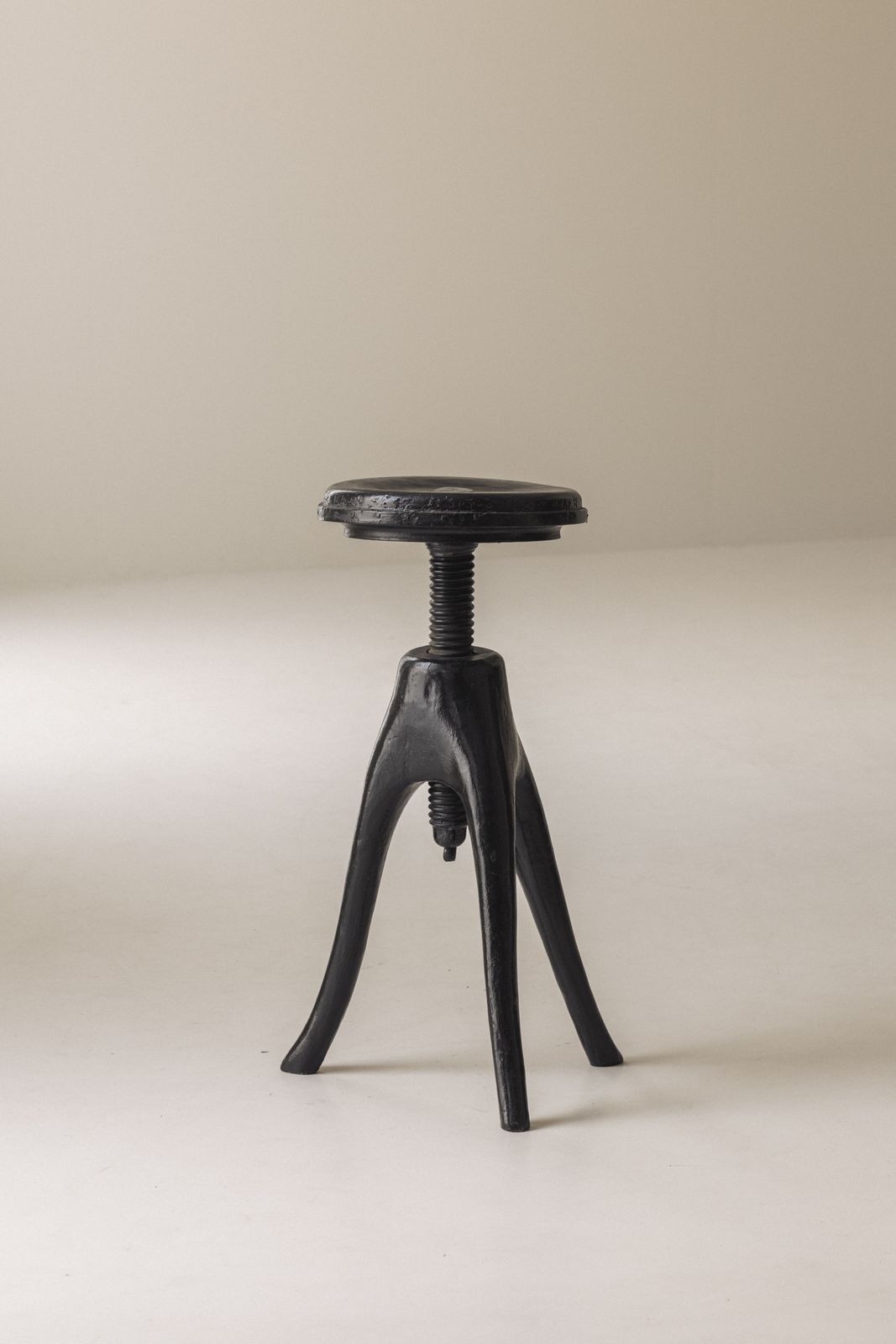 Danish Organic Tripod Stool With Adjustable Seat, Early 20th Century. photo for sale