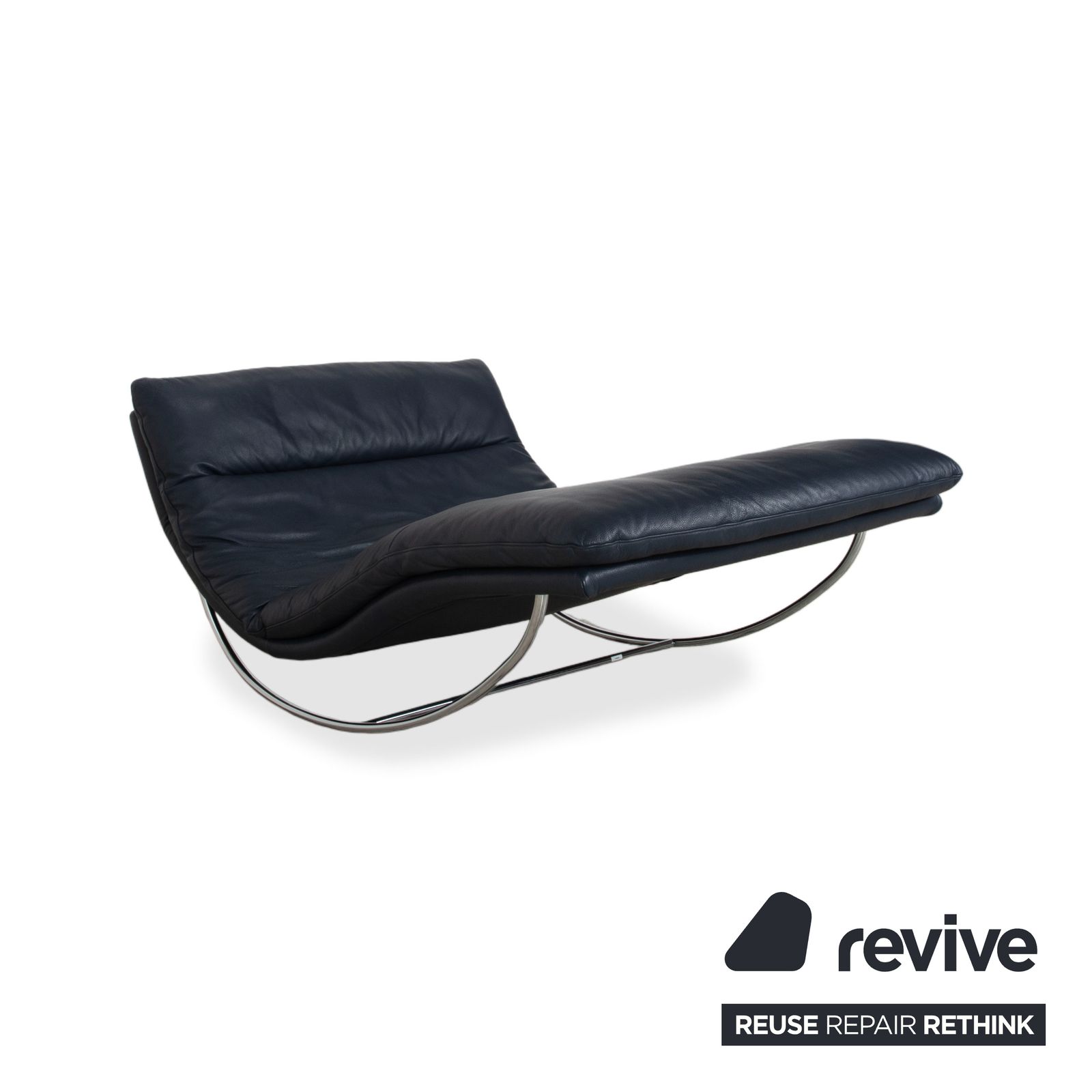 Willi Schillig Daily Dreams Leather Chaise Lounge Dark Blue Navy photo 1676.0