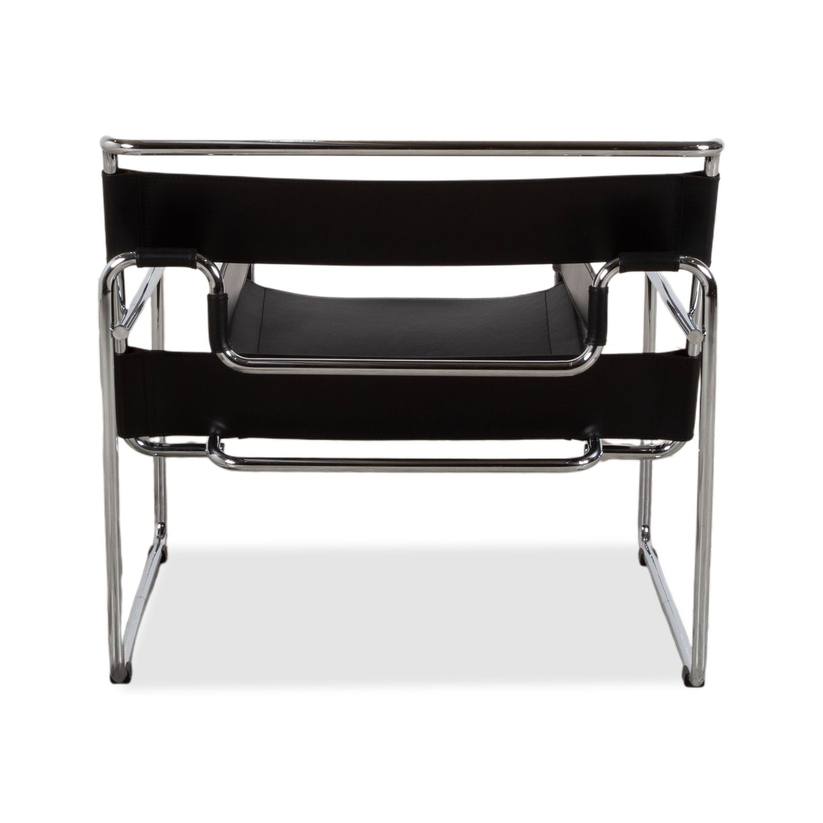 photo for sale Fauteuil Knoll International Wassily en cuir noir, par Marcel Breuer